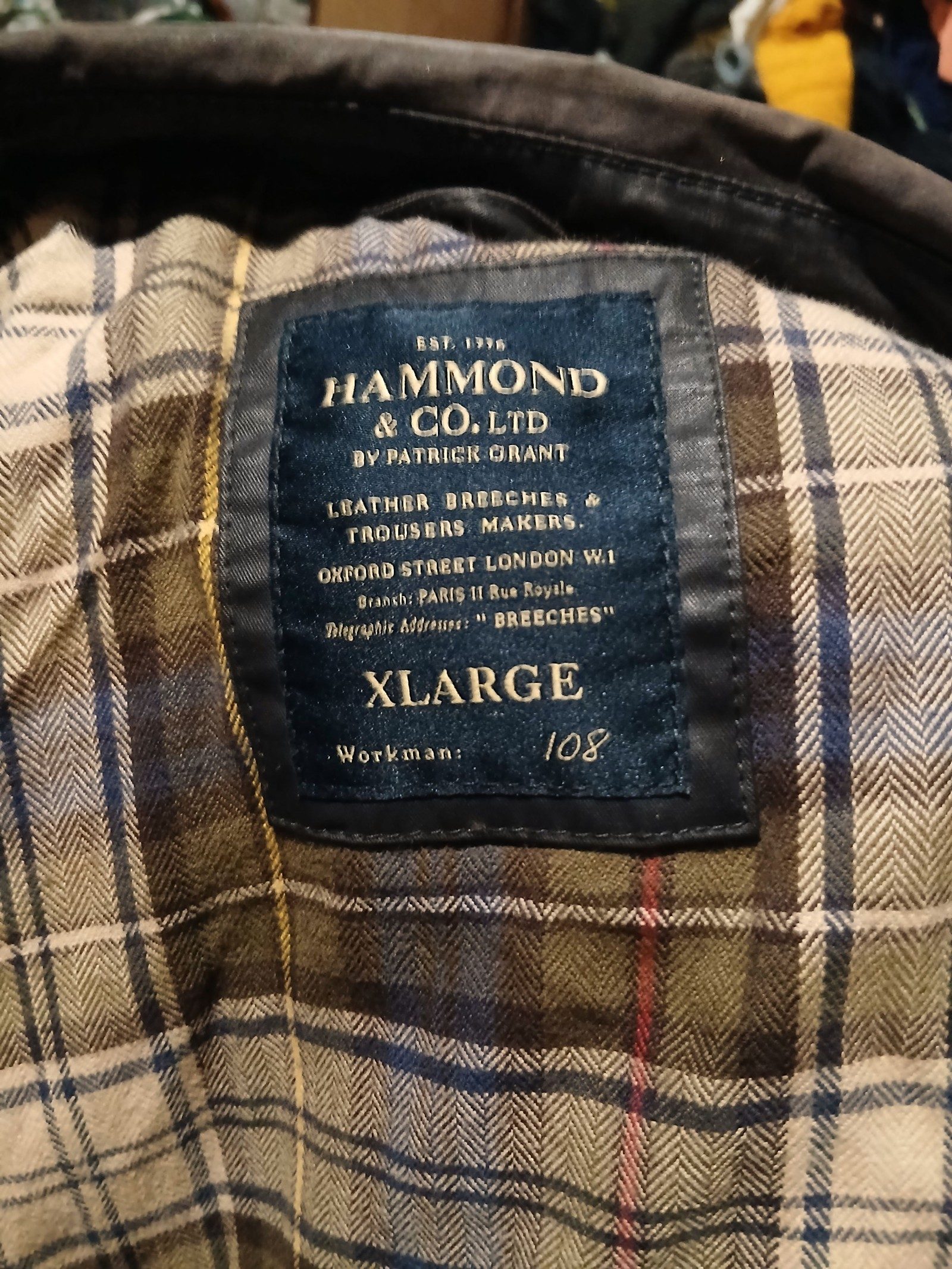 Hammond & Co. Men's Black Quilted Waxed Jacket XLarge image 5