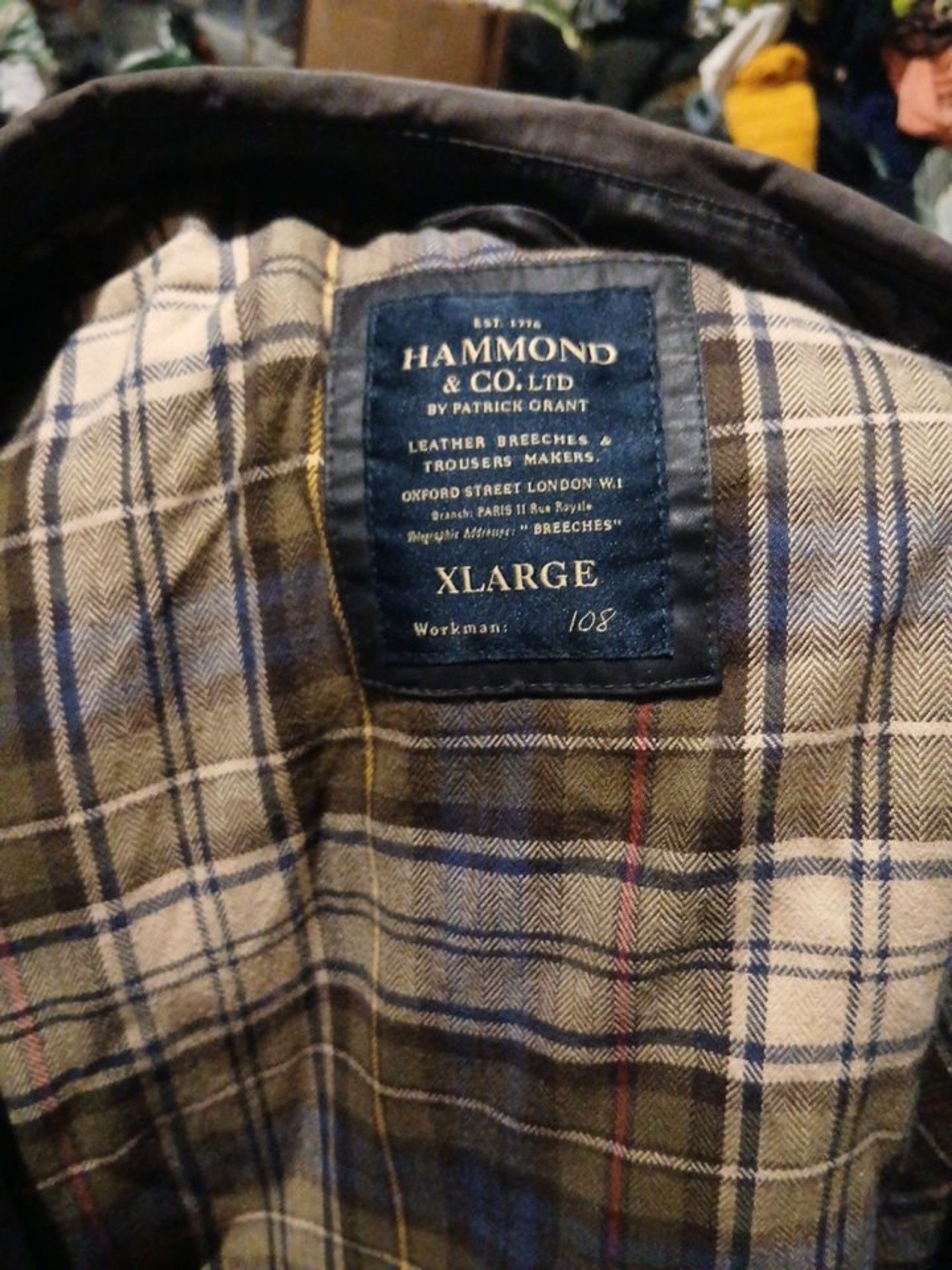 Hammond & Co. Black Quilted Jacket XLarge Brown Collar Checked Lining image 2
