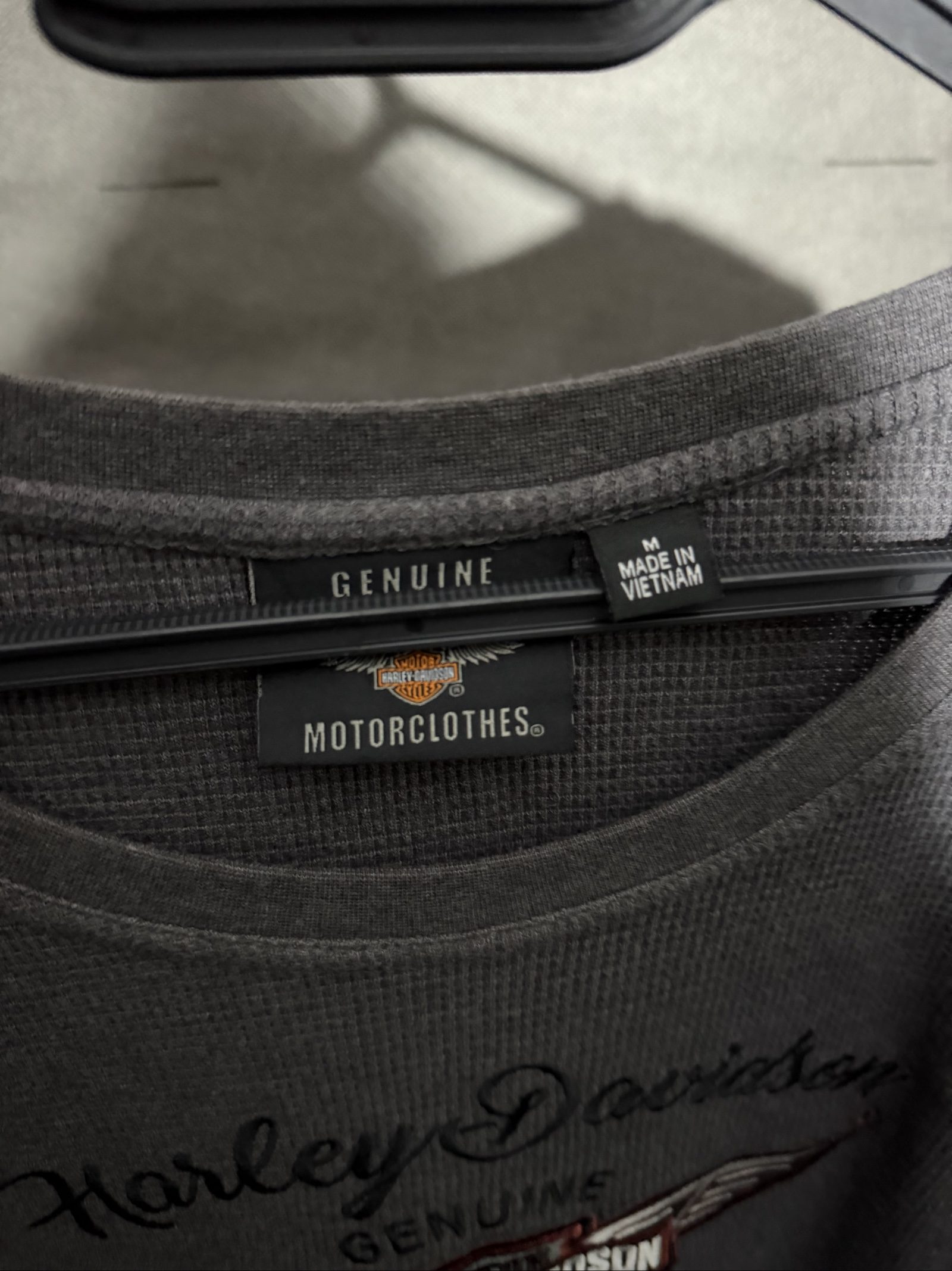 Harley Davidson Grey Thermal Long Sleeve Top Medium Motorclothes image 3