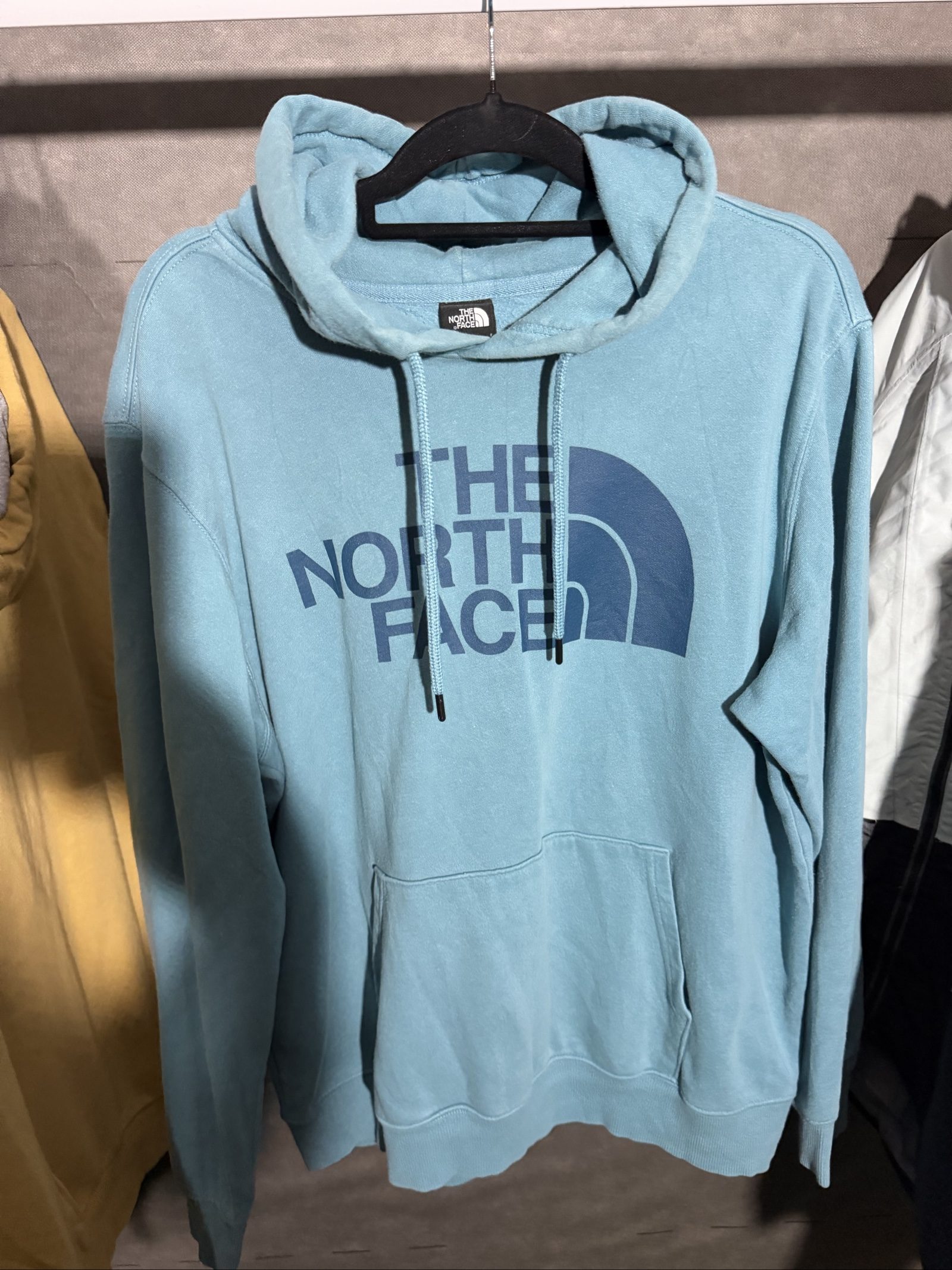 The North Face Men's Blue Hoodie Large Logo Print
