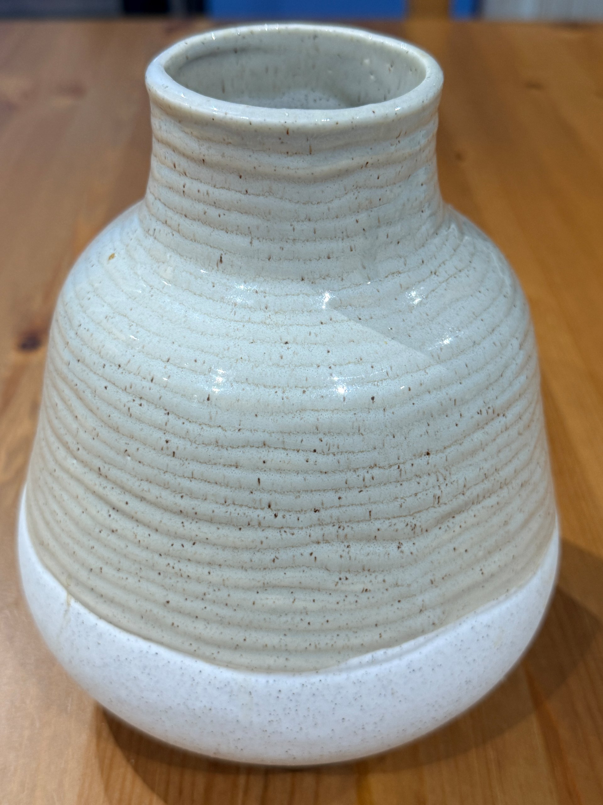 Handmade White Speckled Stoneware Vase Medium Rustic Ceramic Pot