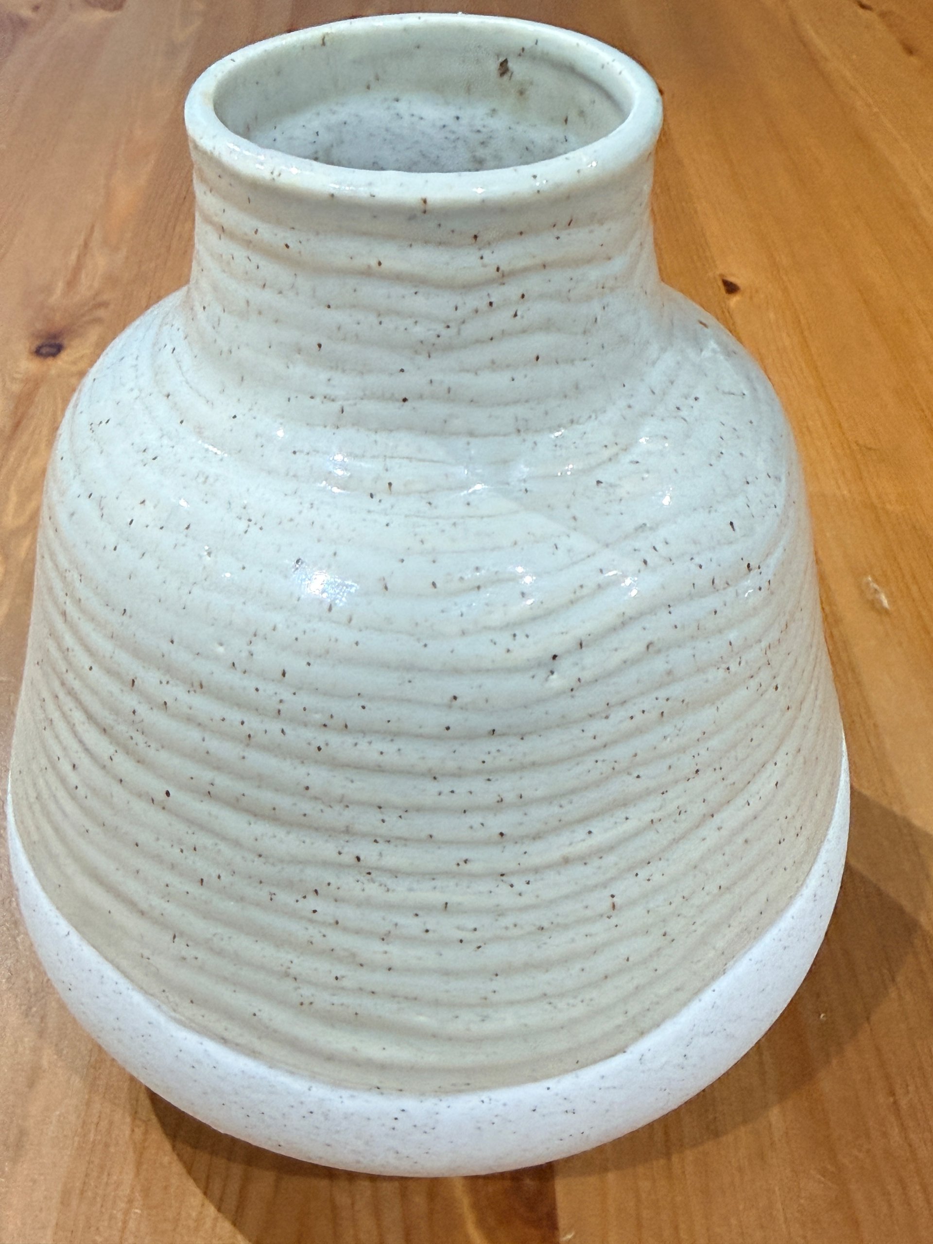 Handmade White Speckled Stoneware Vase Medium Rustic Ceramic Pot image 5