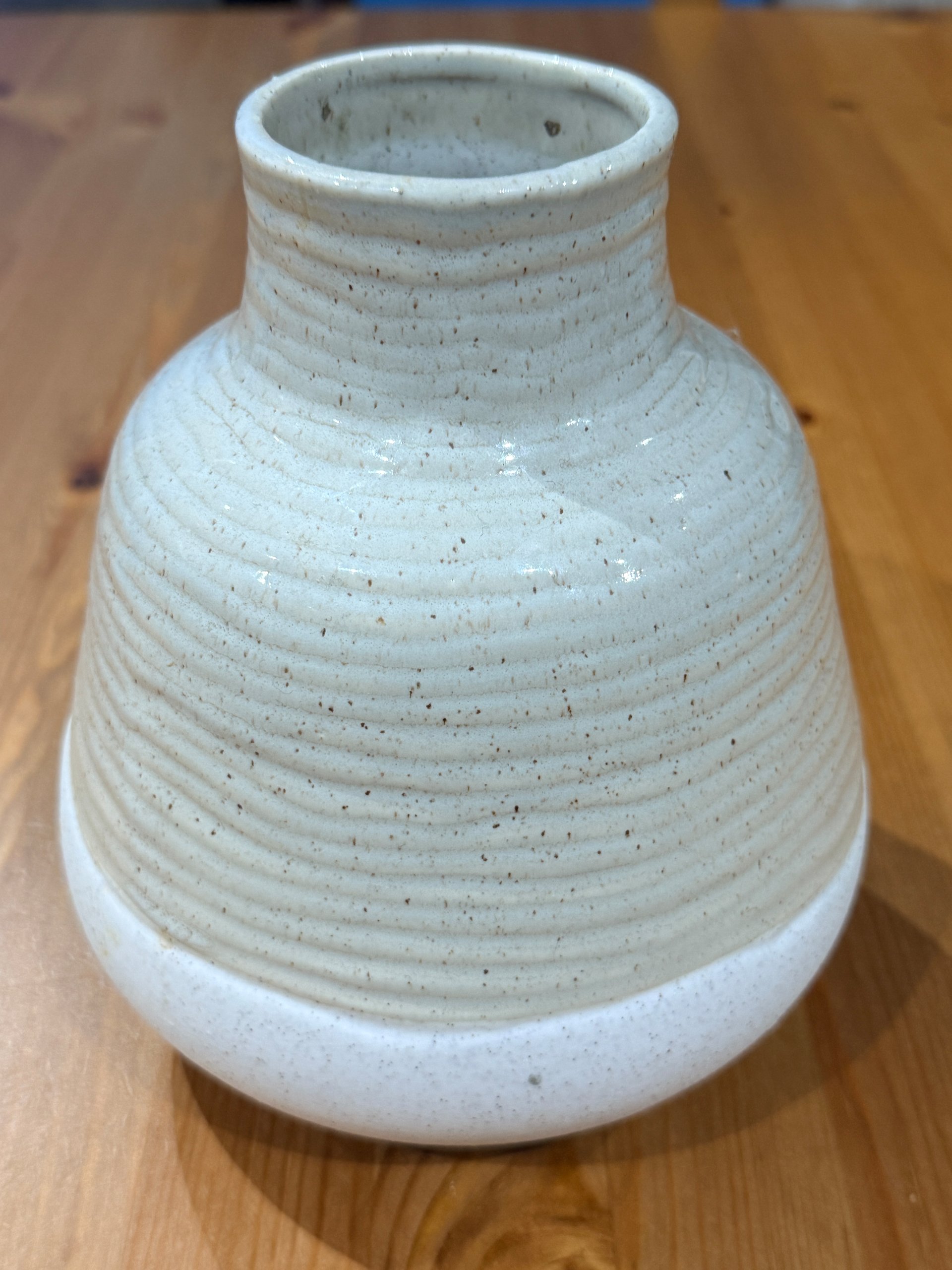 Handmade White Speckled Stoneware Vase Medium Rustic Ceramic Pot image 6