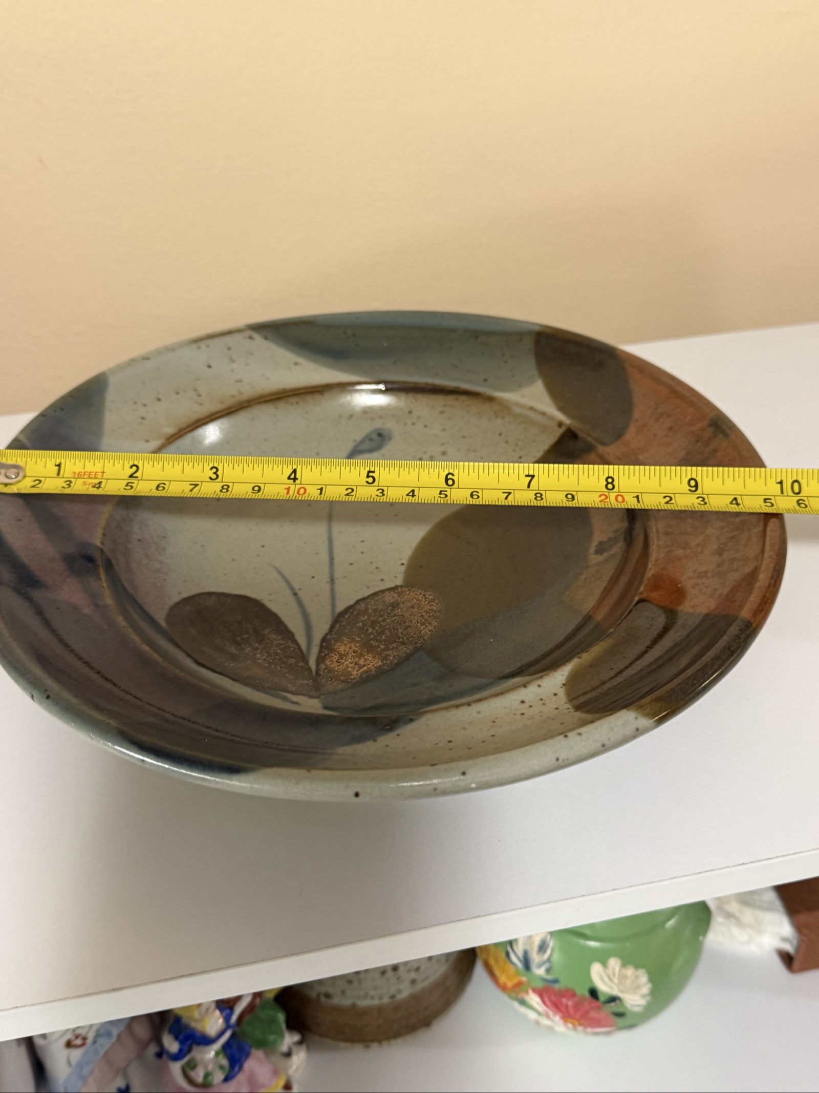 Handmade Multi Color Ceramic Decorative Bowl 9.5 in image 3
