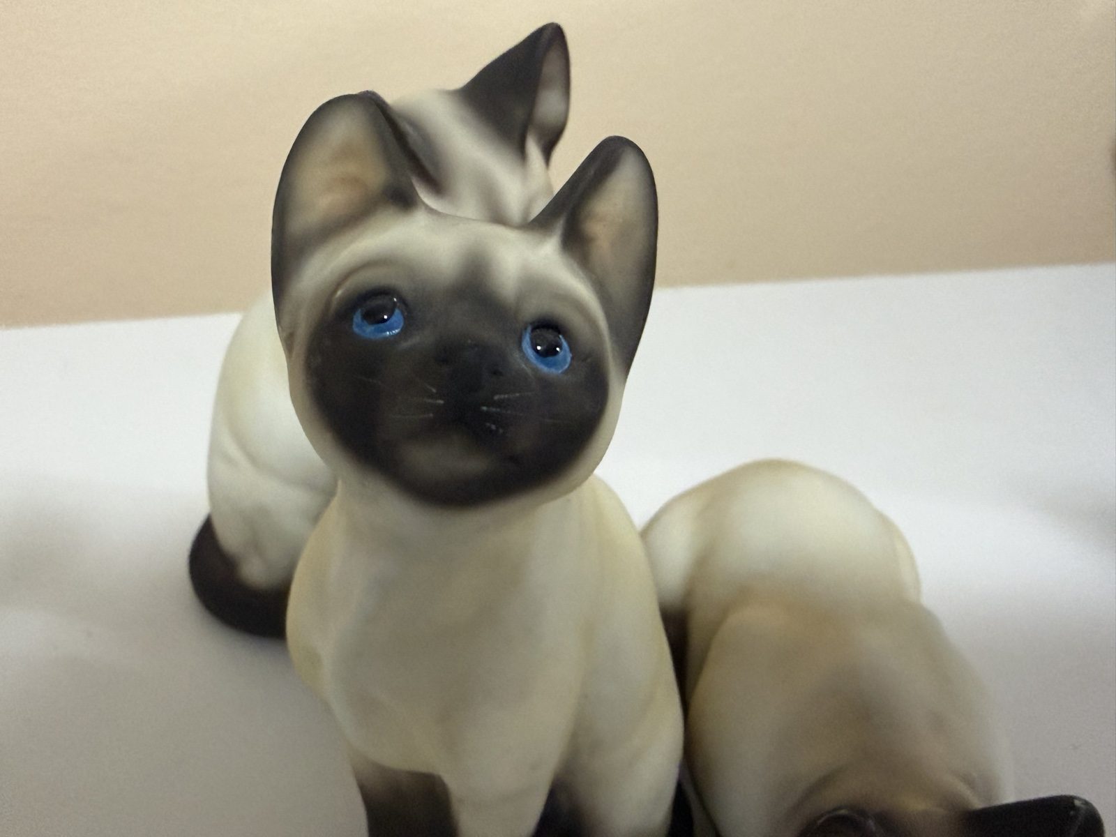 Siamese Cat Figurines Set of 3 Cream & Brown Vintage Blue Eyed image 4