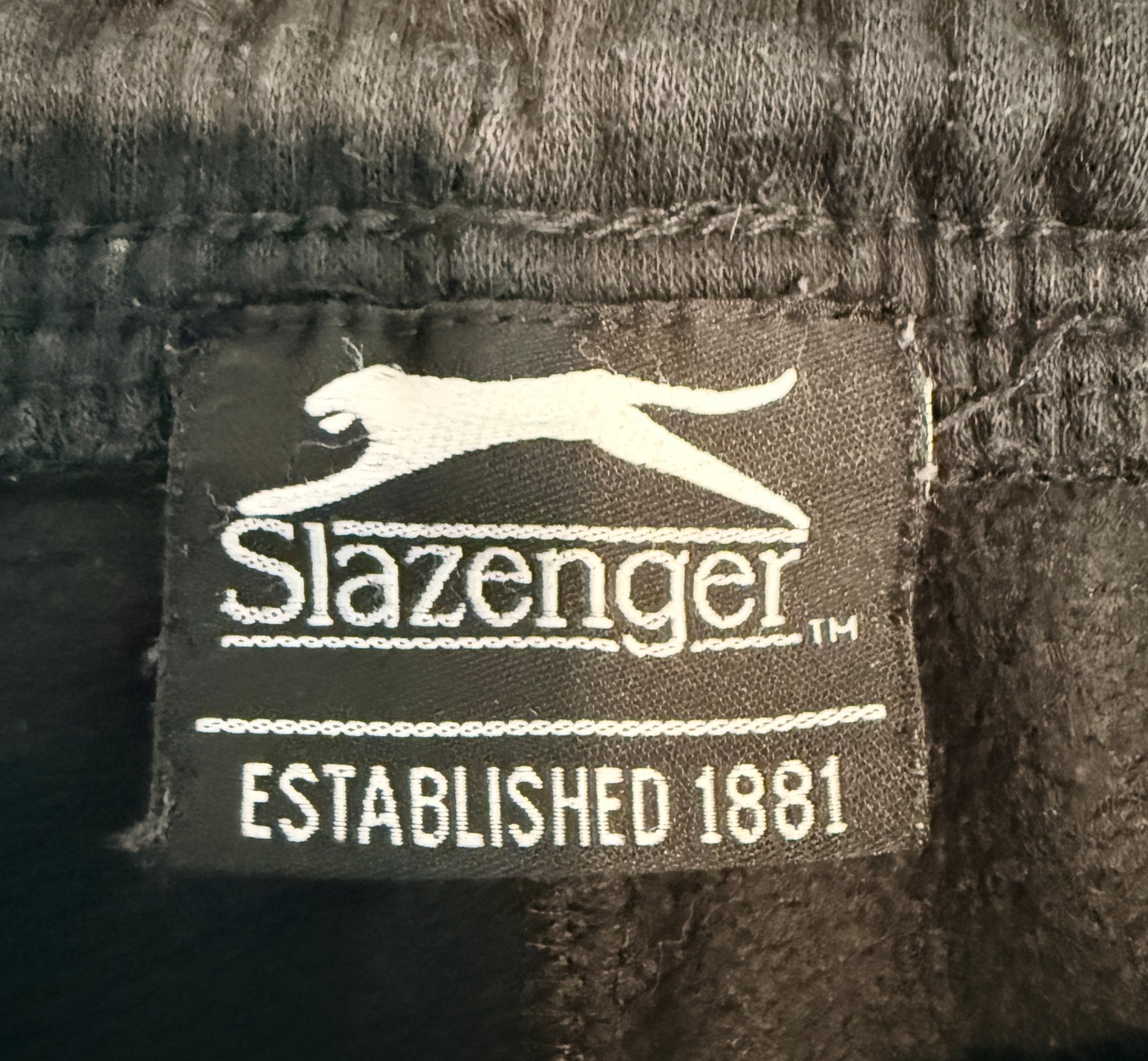 Slazenger Black Fleece Lined Joggers XL White Logo