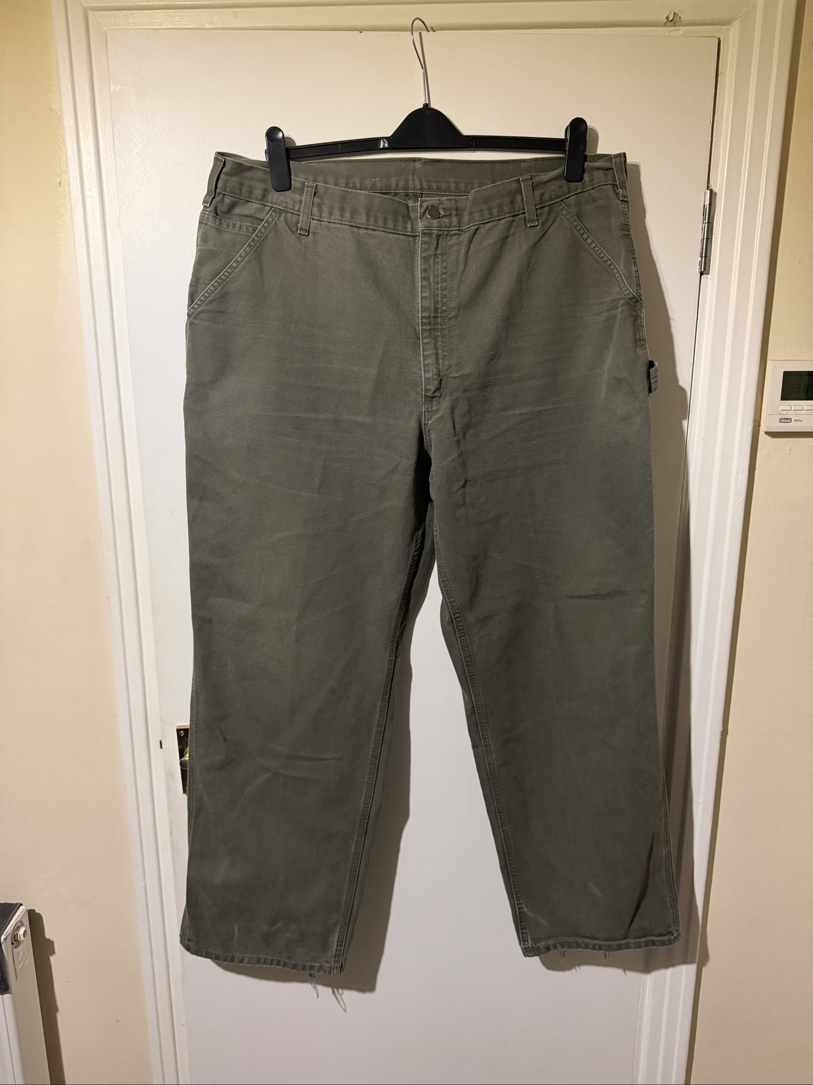Carhartt Green Carpenter Trousers Large Distressed Hem size 42w image 3