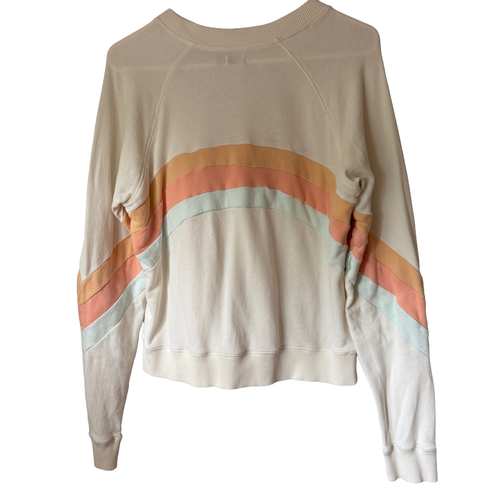 Faherty Women's Beige Orange Blue Stripe Cotton Sweatshirt Medium image 2