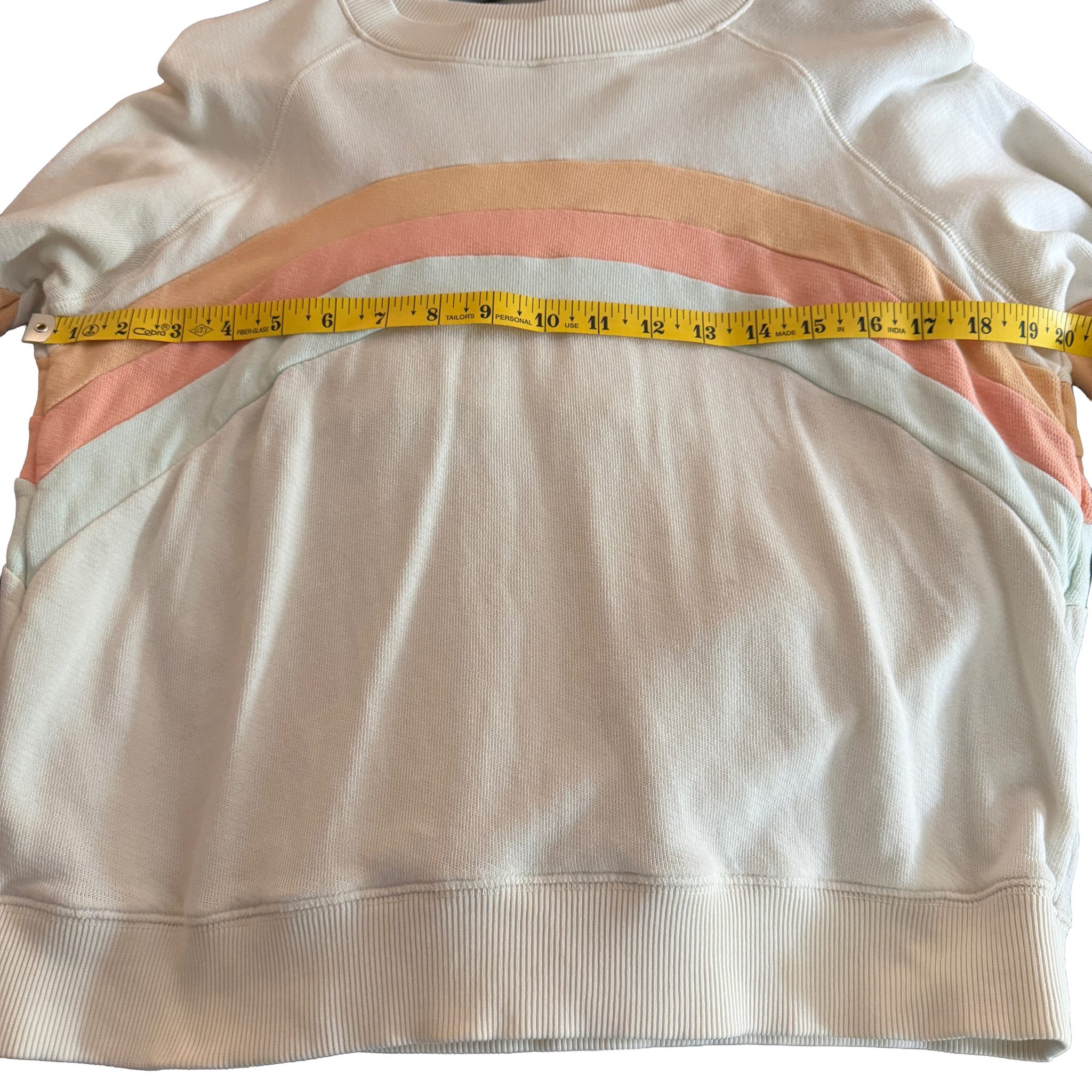 Faherty Women's Beige Orange Blue Stripe Cotton Sweatshirt Medium image 7