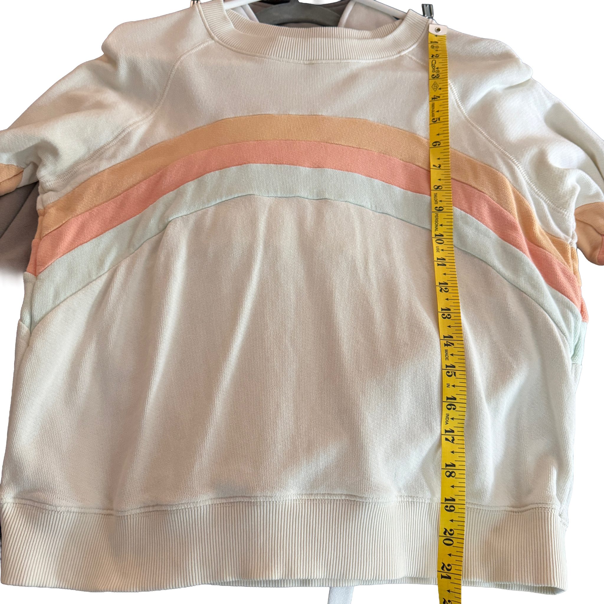 Faherty Women's Beige Orange Blue Stripe Cotton Sweatshirt Medium image 8