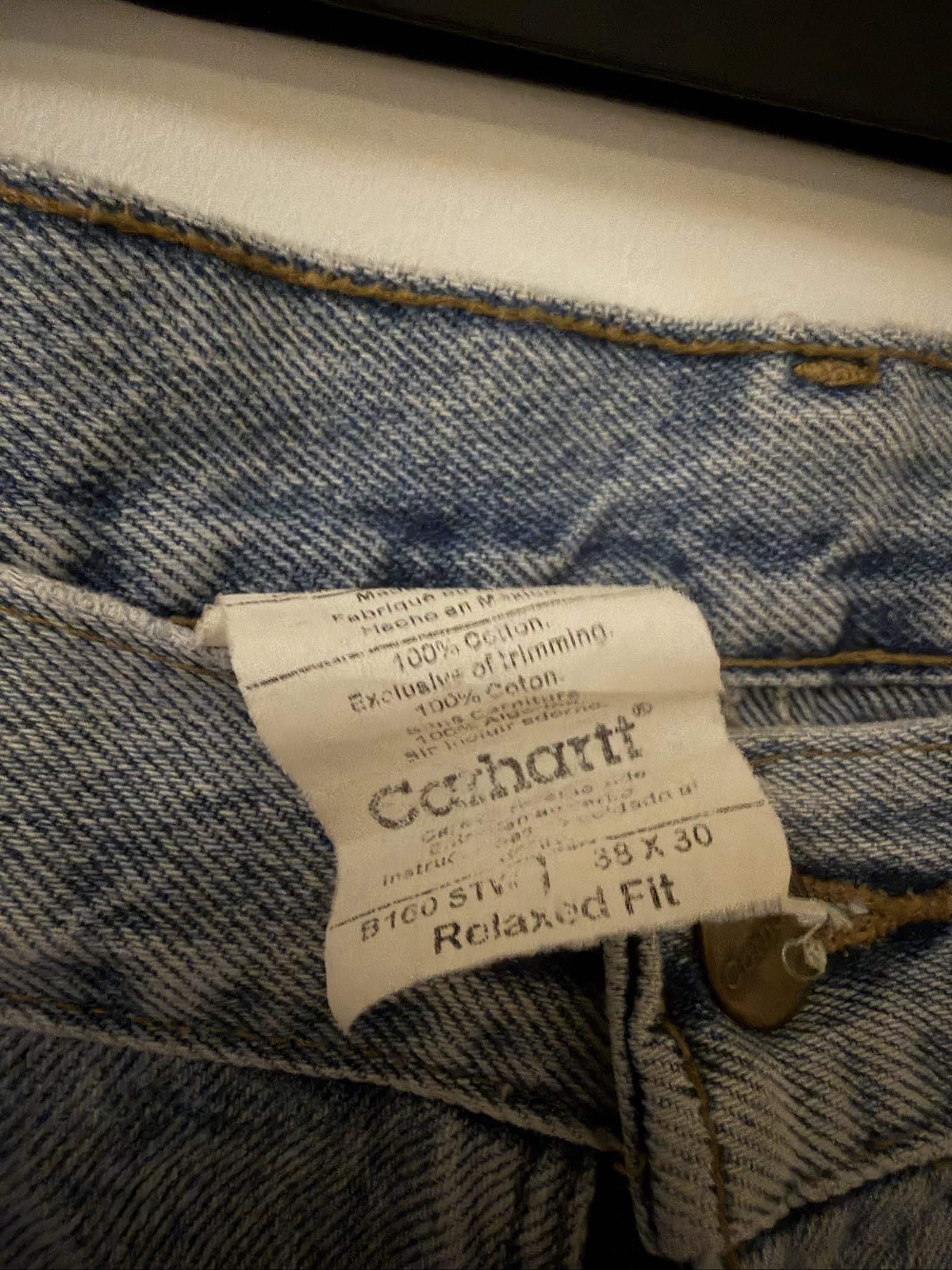 Carhartt Blue Relaxed Fit Denim Jeans 38x30 Cotton image 4