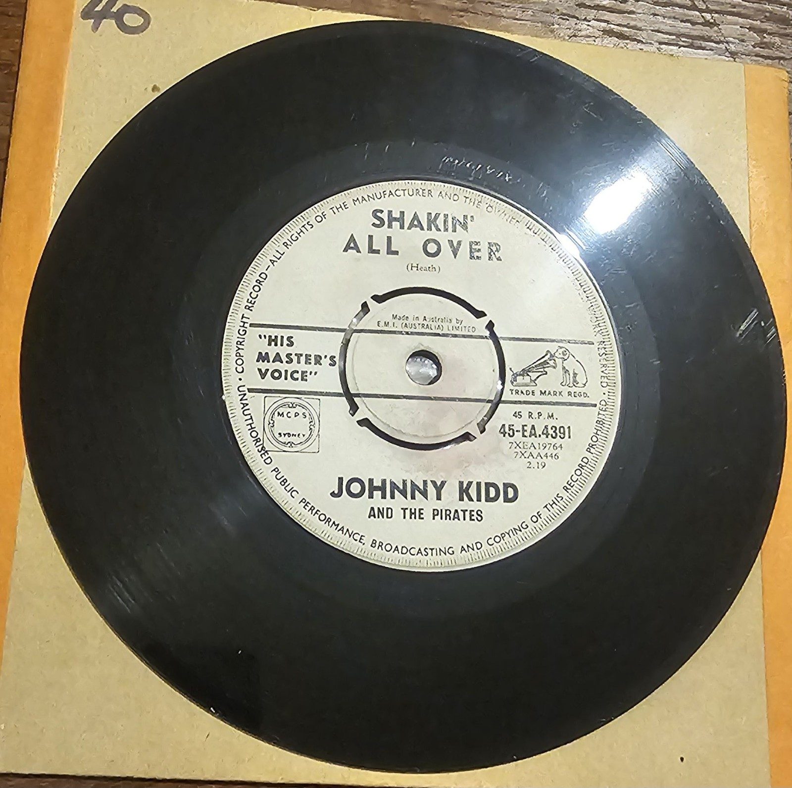 Johnny Kidd Shakin' All Over 45-EA4391 AUSTRALIAN Single & Feelin'
