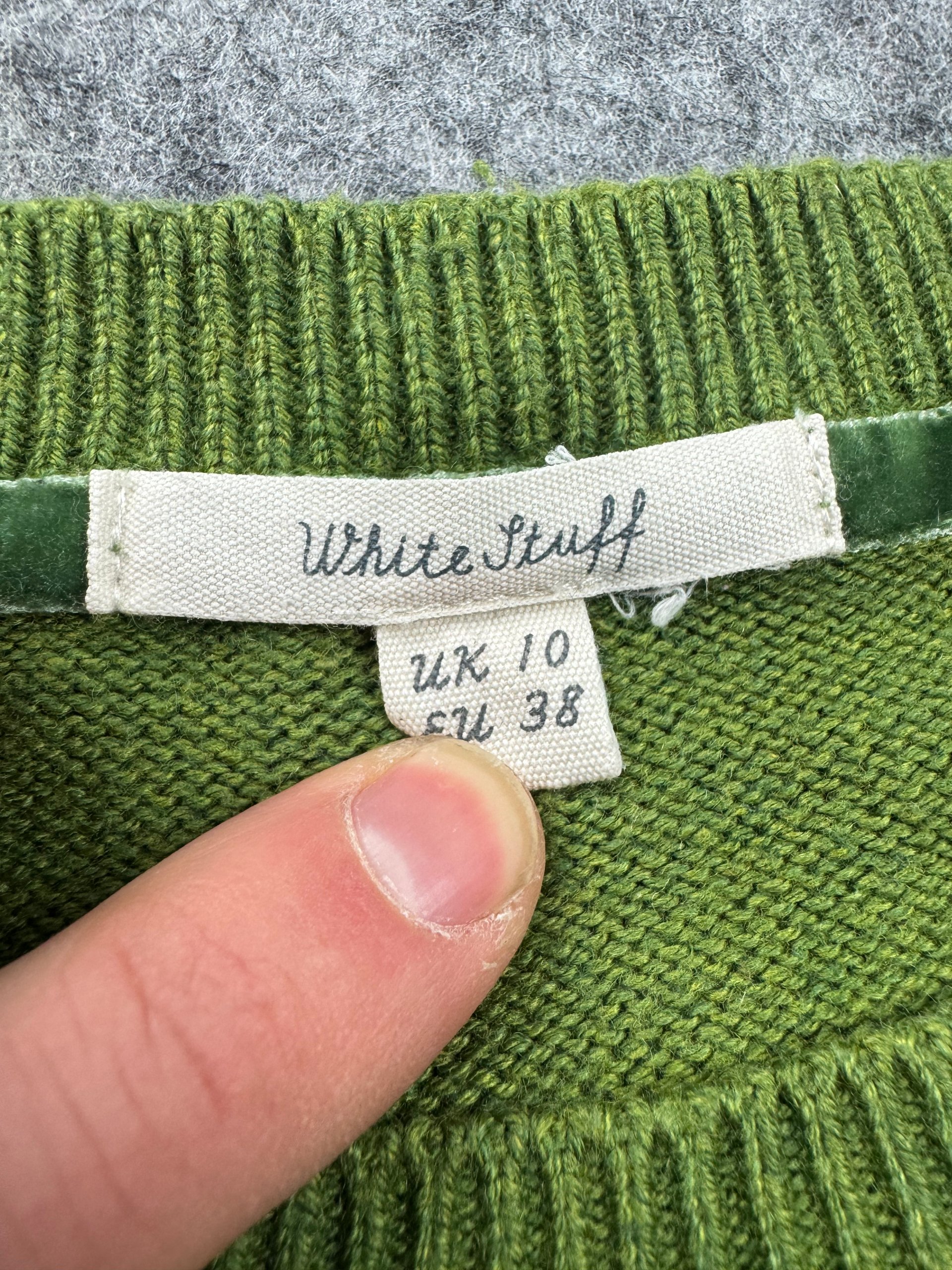 White Stuff Green Crew Neck Cashmere Blend Jumper UK 10 image 3