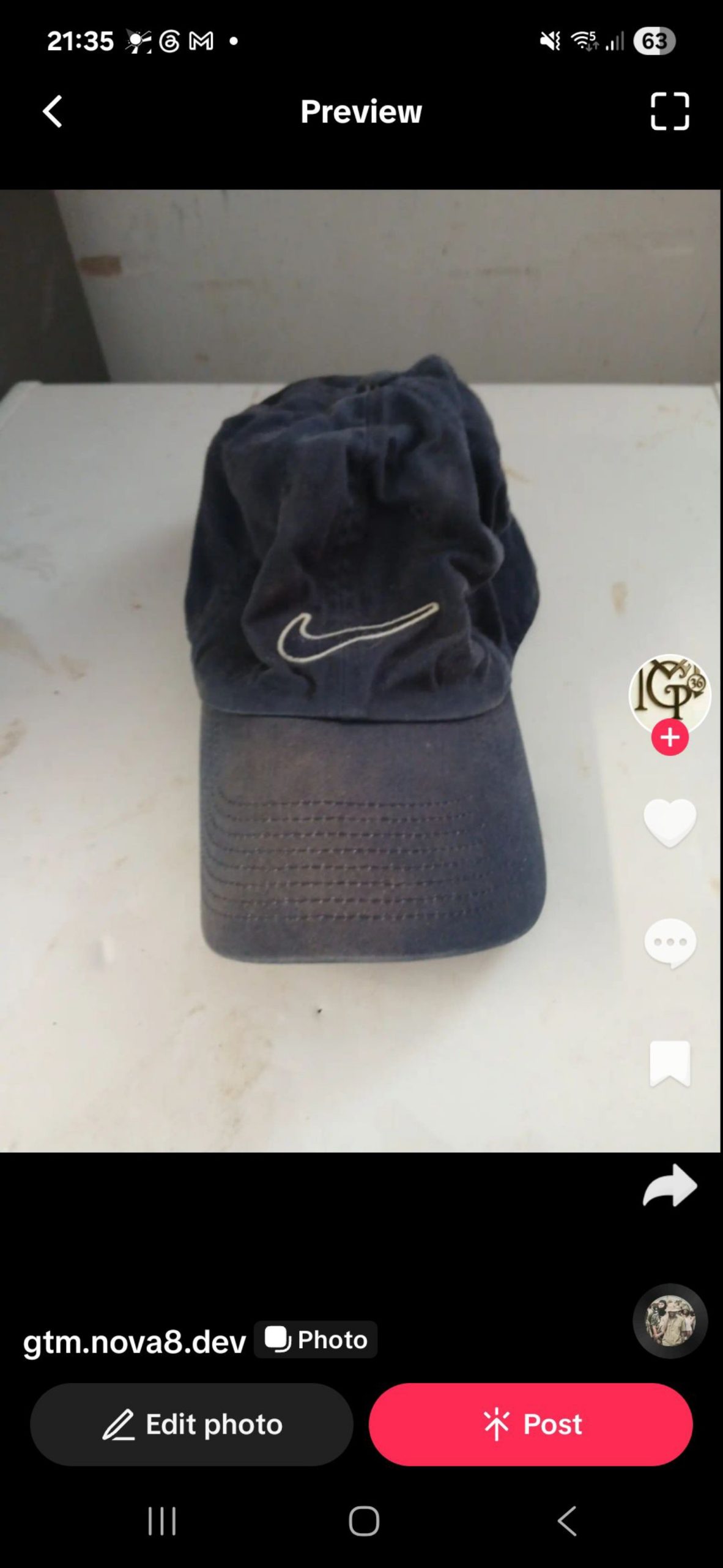 Nike Navy Blue Embroidered Swoosh Baseball Cap One Size