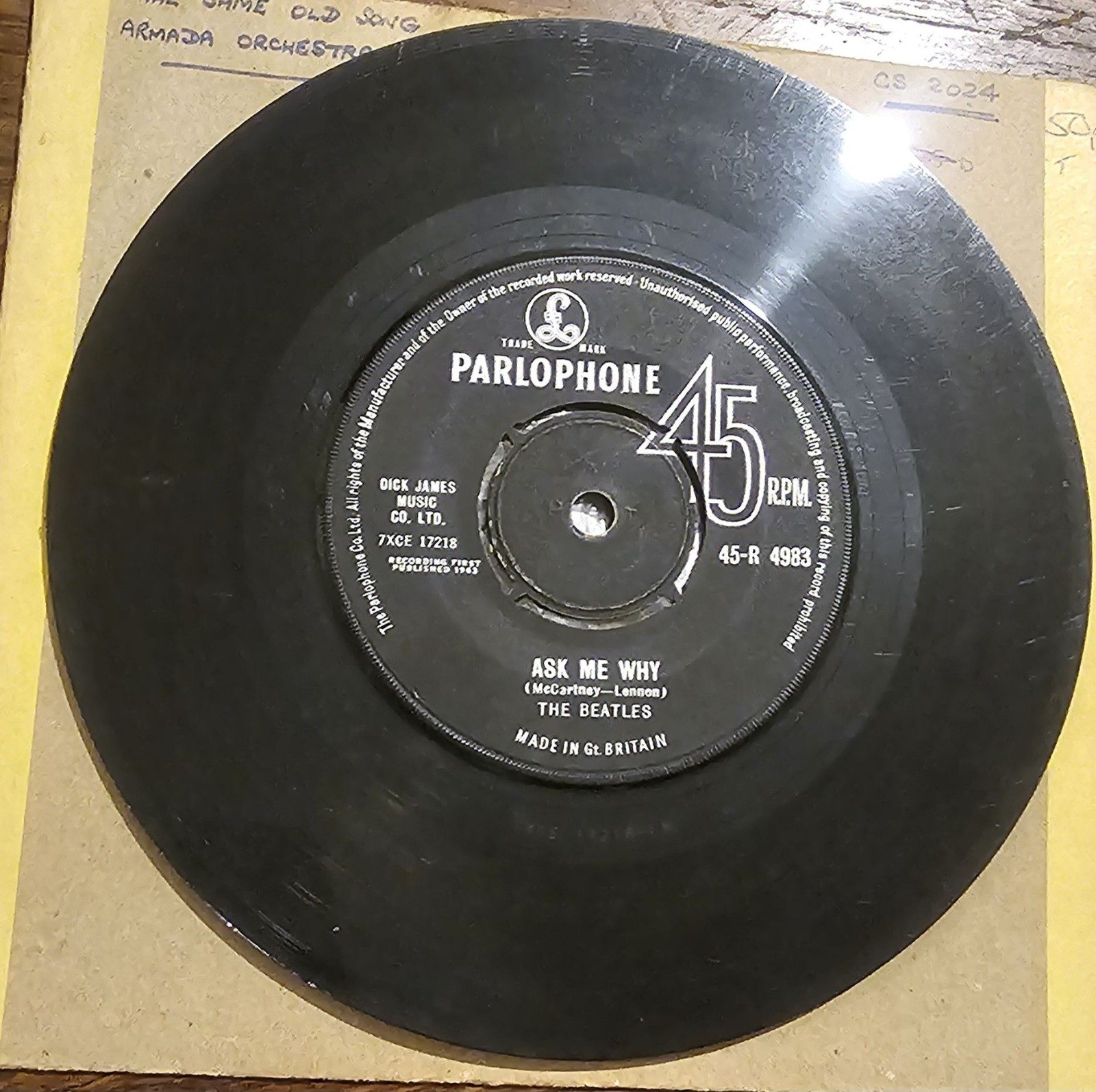 The Beatles Please Please Me / Ask Me Why Parlophone 45-R 4983 Factory Sample image 2
