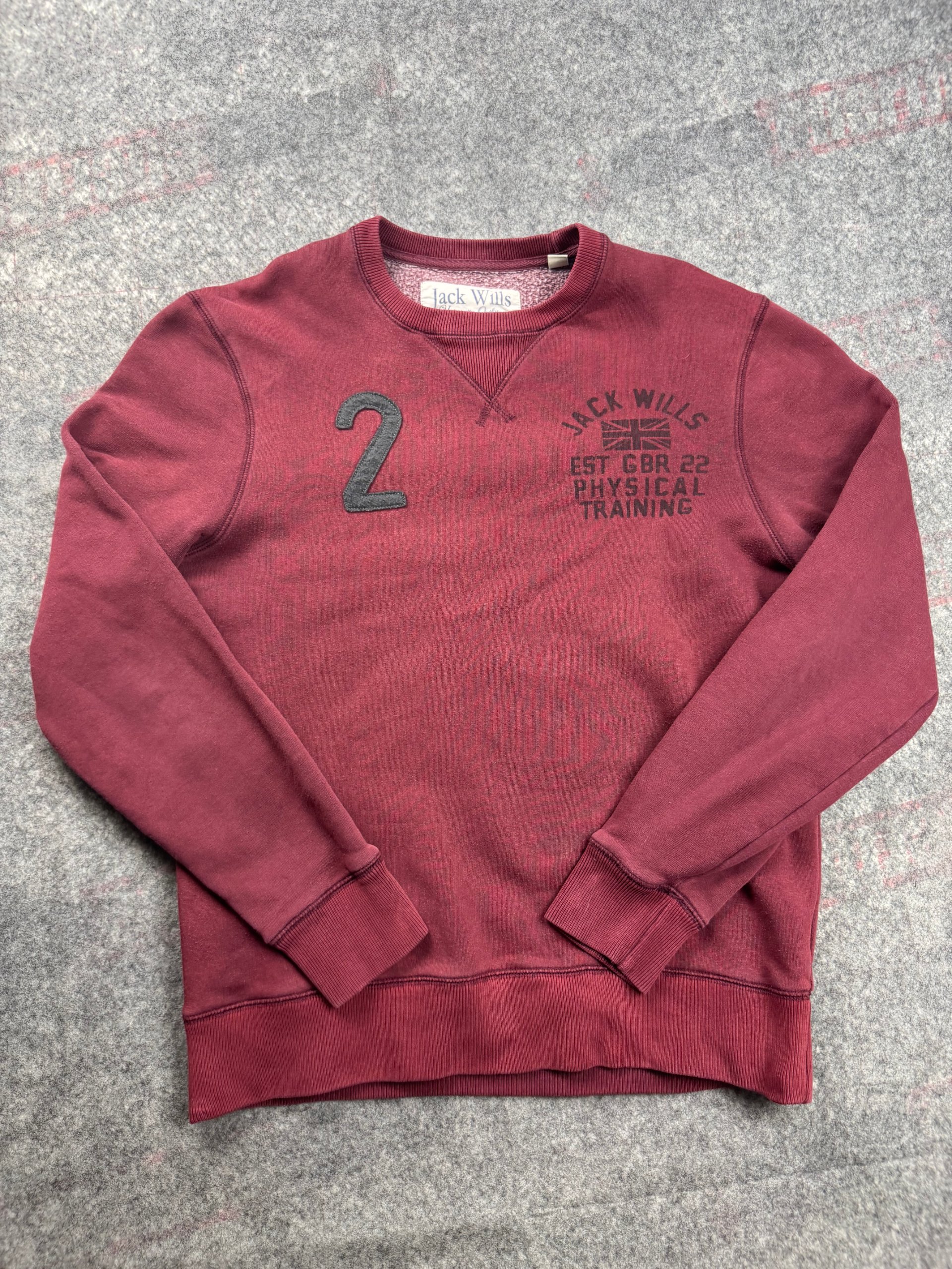 Jack Wills Burgundy Crew Sweatshirt Men’s Medium Number 2 Appliqué image 2