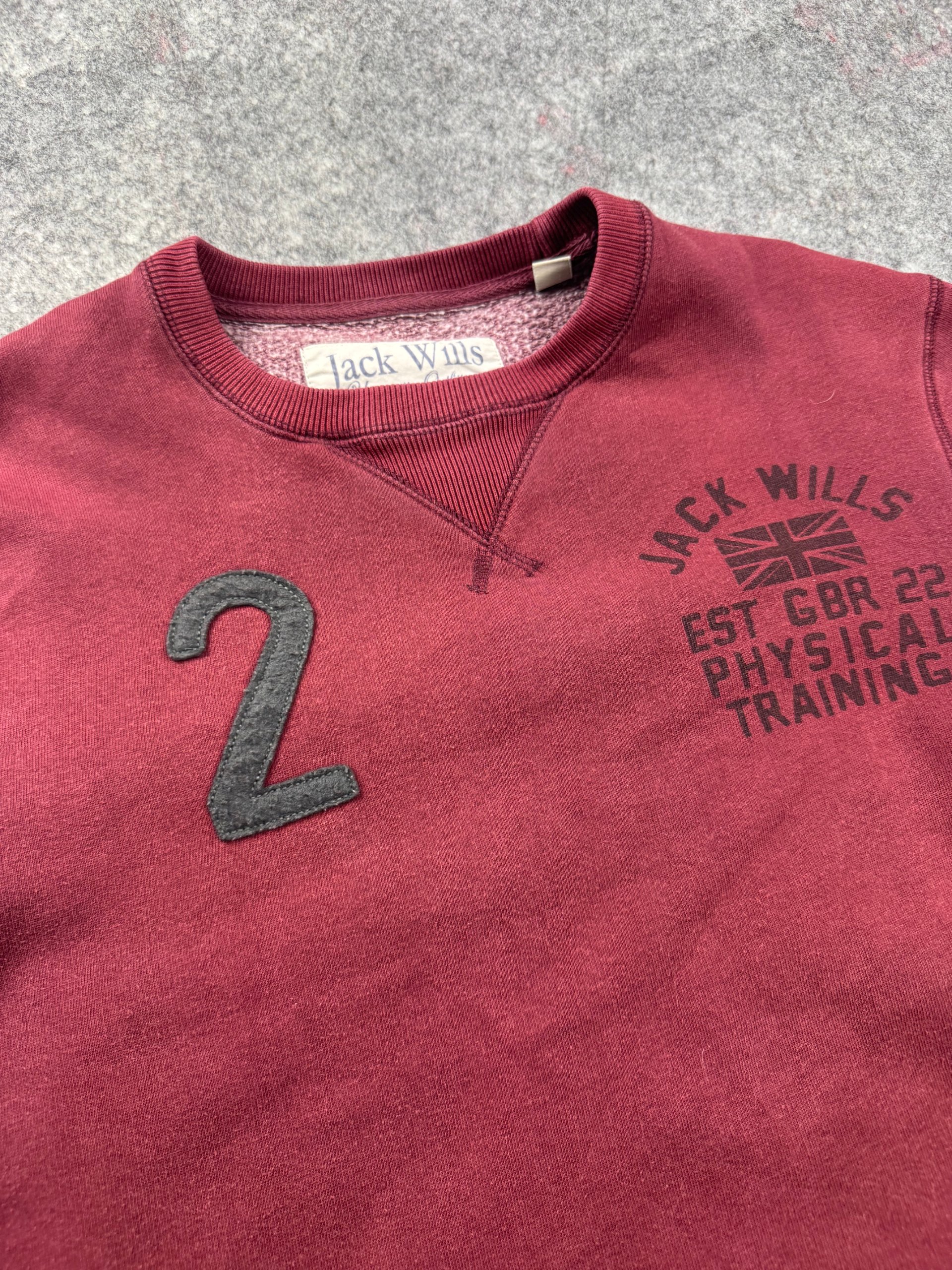 Jack Wills Burgundy Crew Sweatshirt Men’s Medium Number 2 Appliqué image 5