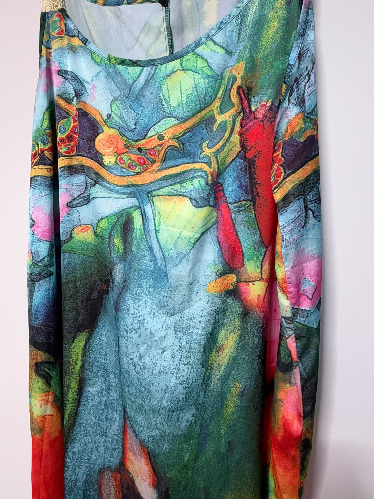 SHEIN Multicoloured Abstract Print Maxi Dress Size Medium Boho Holiday Summer image 4