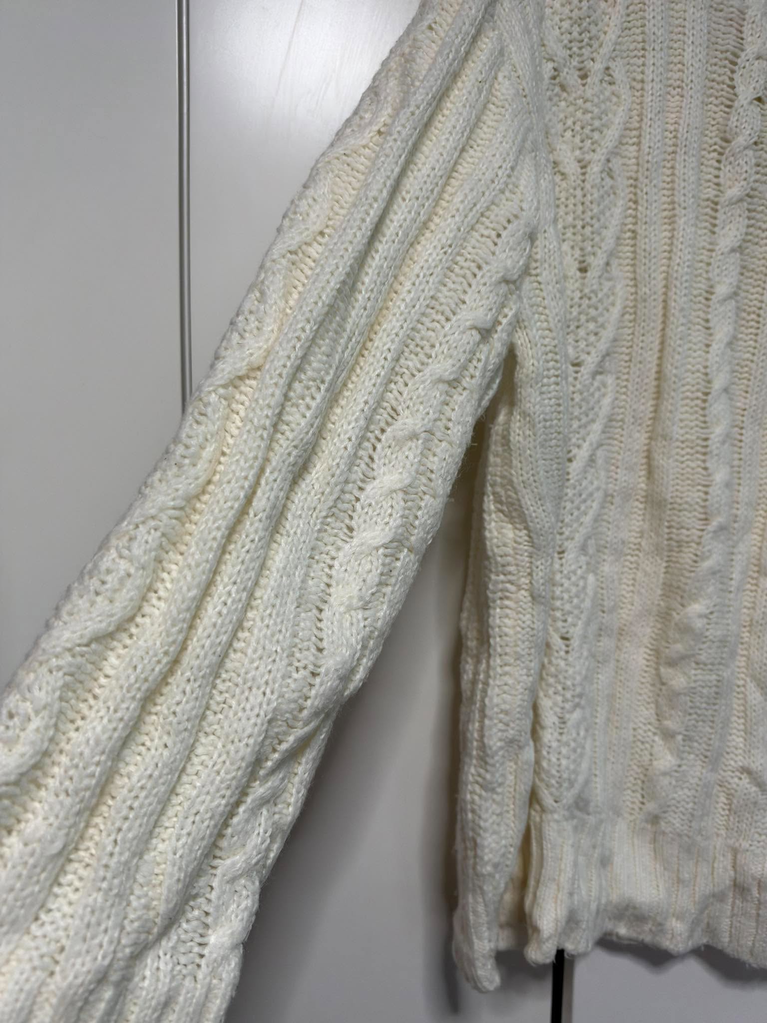 Cream Cable Knit Quarter Zip Jumper Size Large Chunky Oversized Winter Sweater image 4