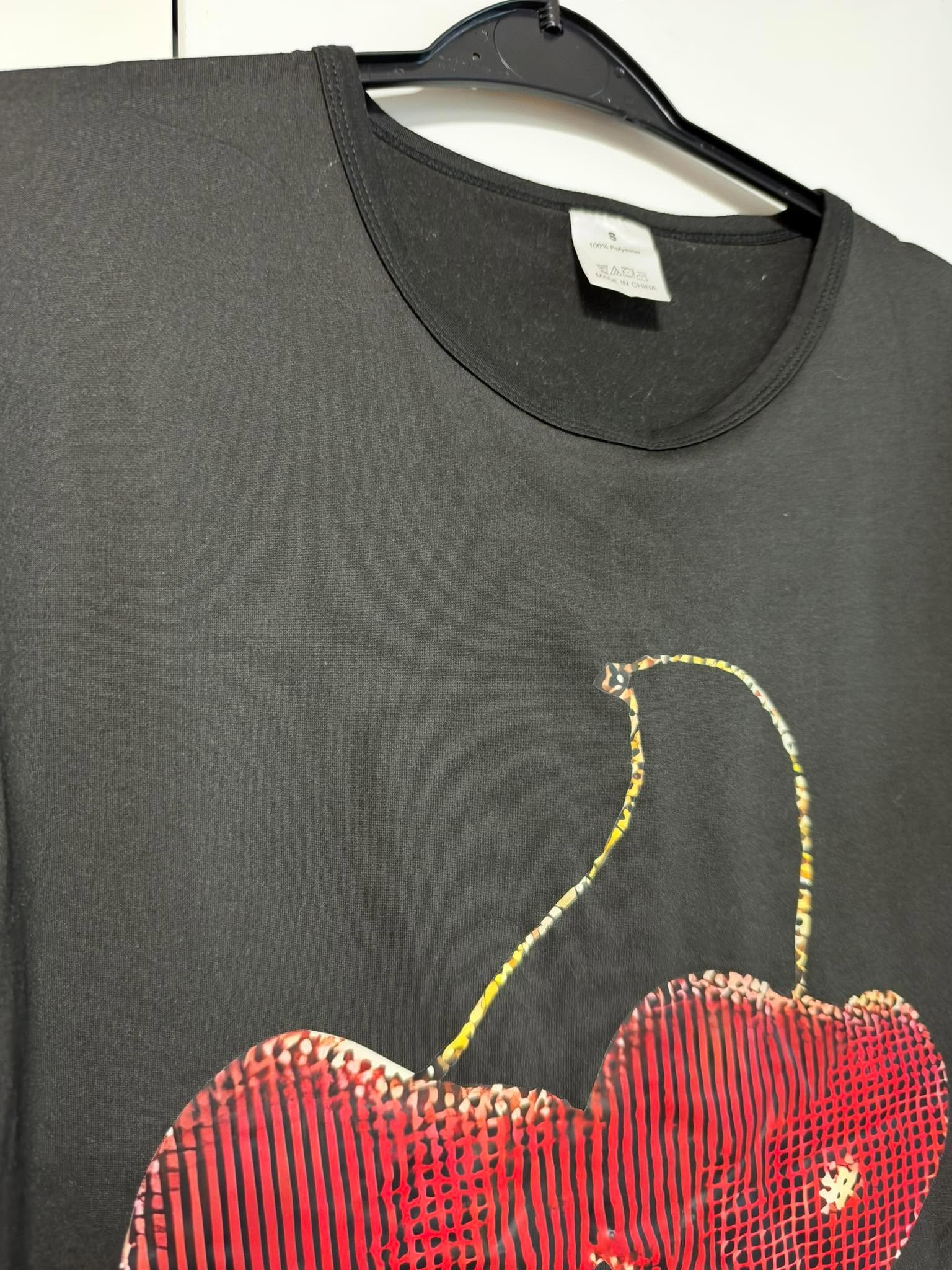 SHEIN Black Cherry Graphic T-Shirt Size Small Red Cherries Y2K Casual Tee image 3