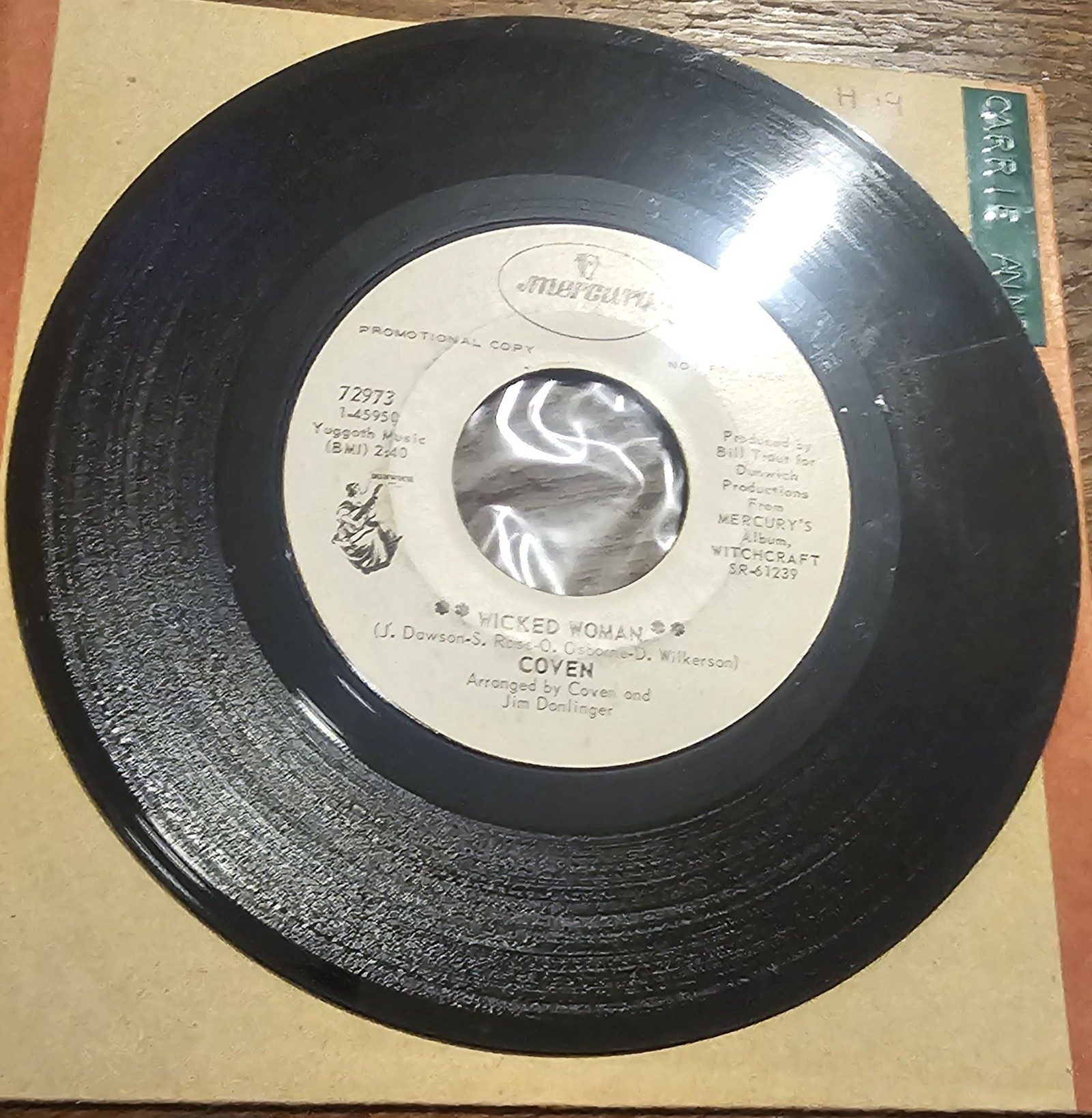 Coven Wicked Woman Mercury SR-61239 7" 45 RPM PROMO