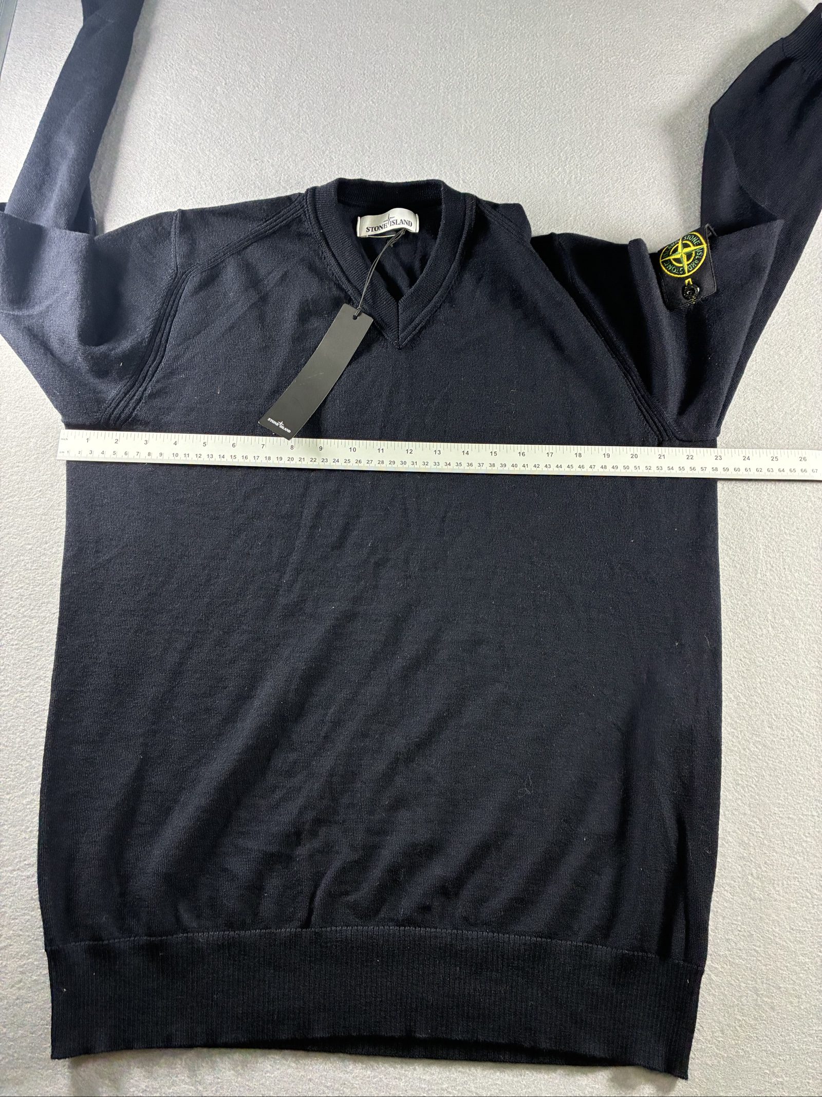 Stone Island Navy V-Neck Jumper XL Wool image 5