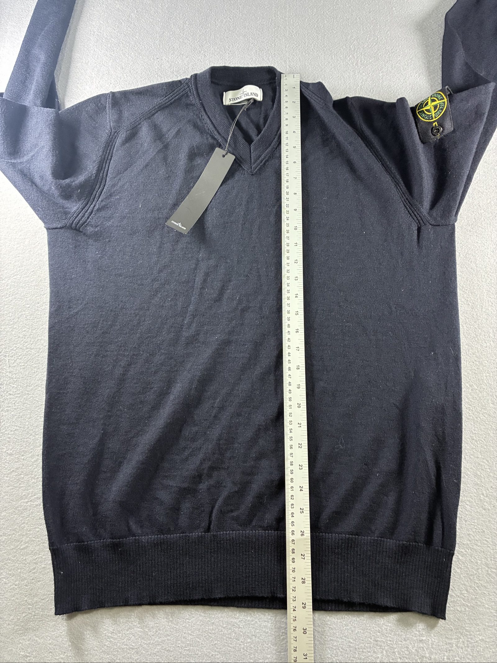 Stone Island Navy V-Neck Jumper XL Wool image 7