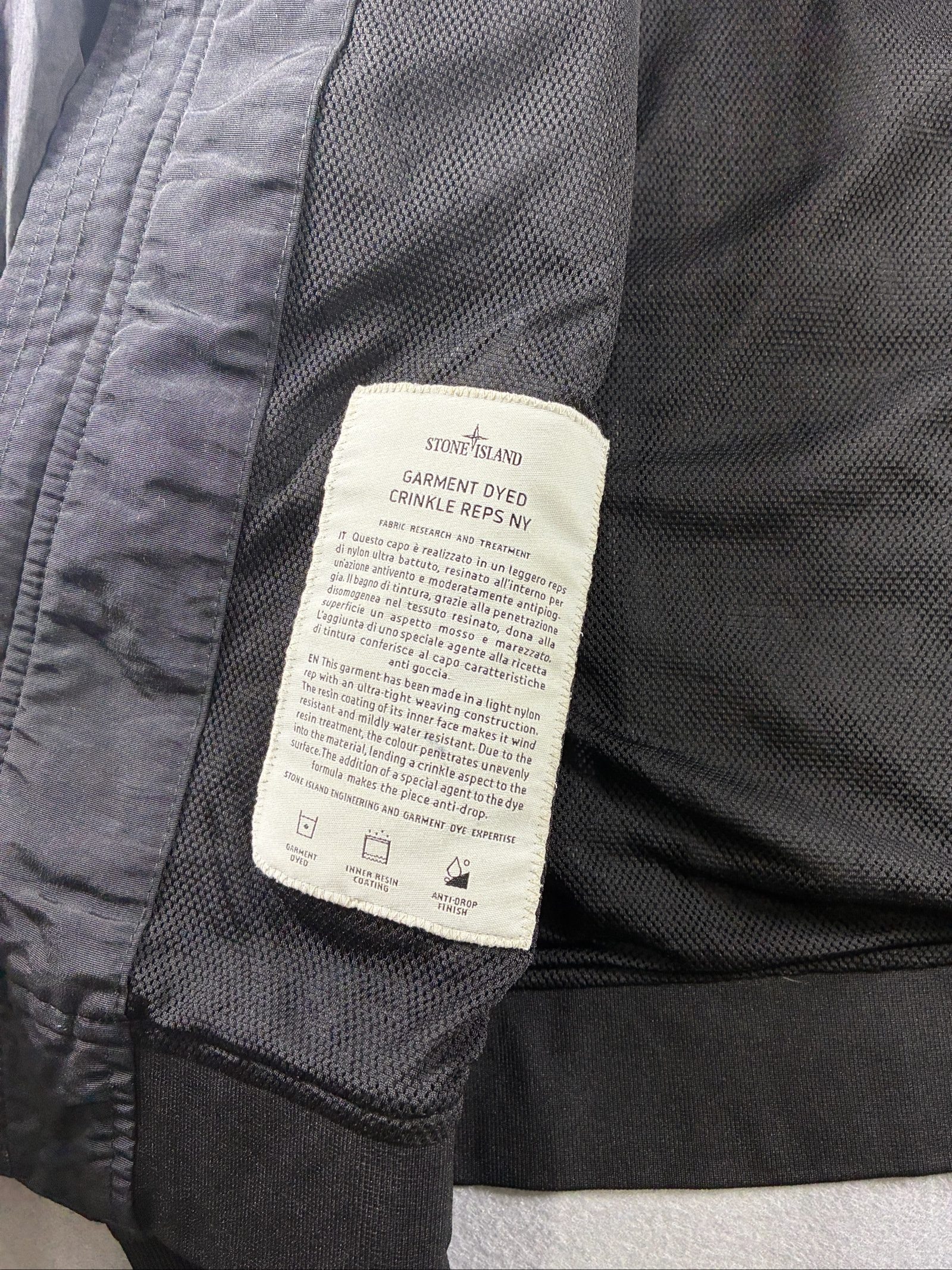 Stone Island Black Crinkle Reps NY Jacket Small Men's image 4