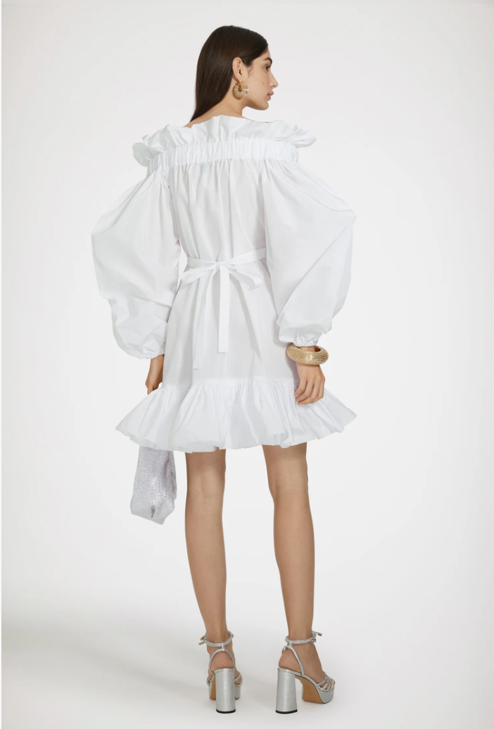 Self-Portrait White Off-Shoulder Bow Detail Mini Dress Medium image 8