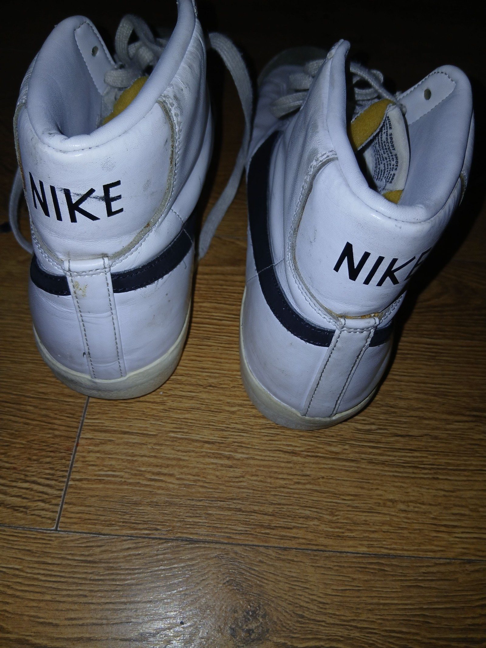 Nike White & Black High Top Leather Sneakers US 12.5 image 3