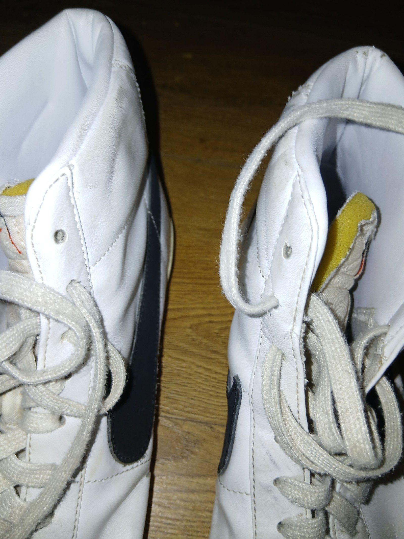 Nike White & Black High Top Leather Sneakers US 12.5 image 8