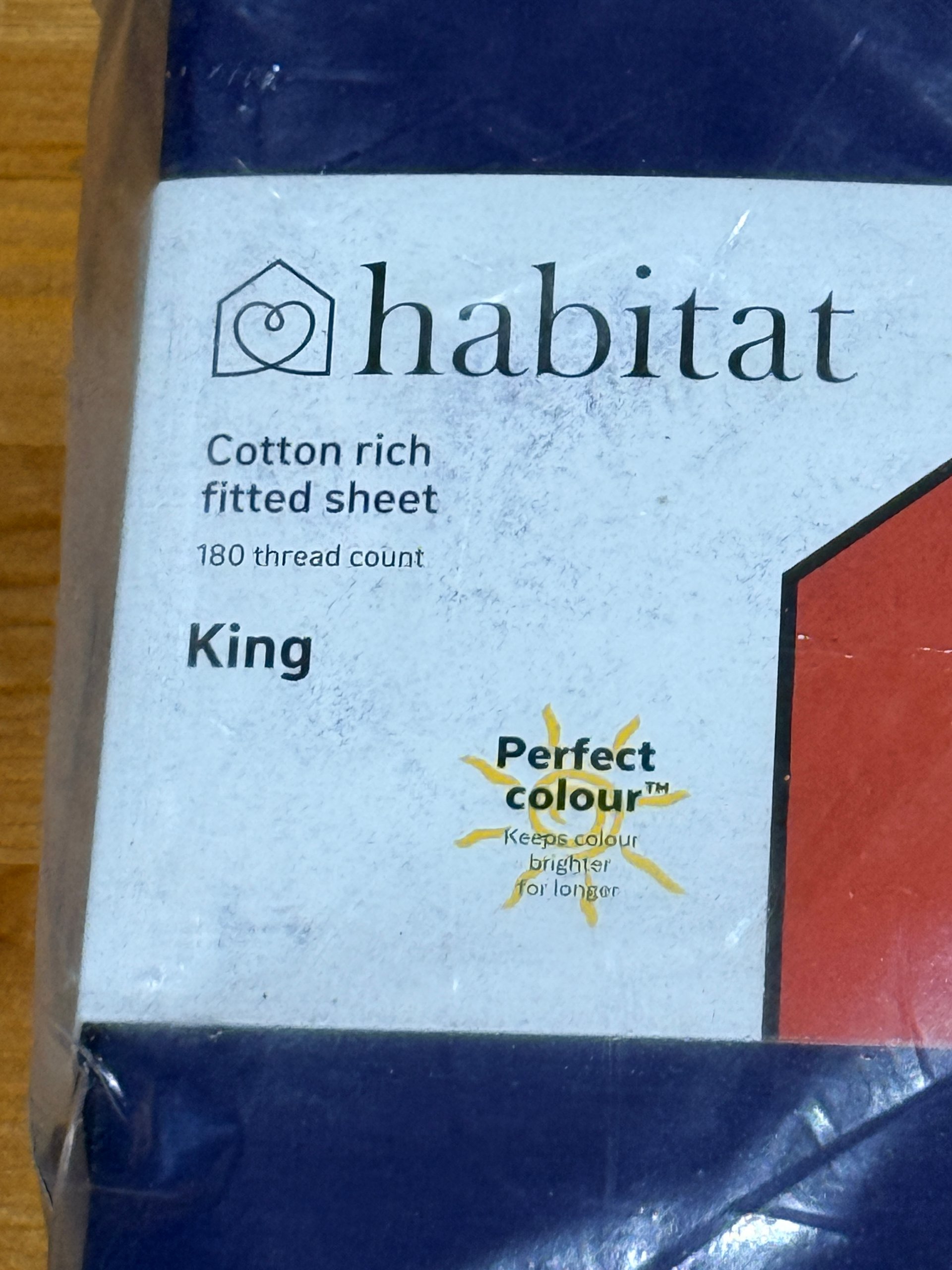 Habitat Navy King Fitted Sheet 200 x 150cm Cotton Rich 60/40