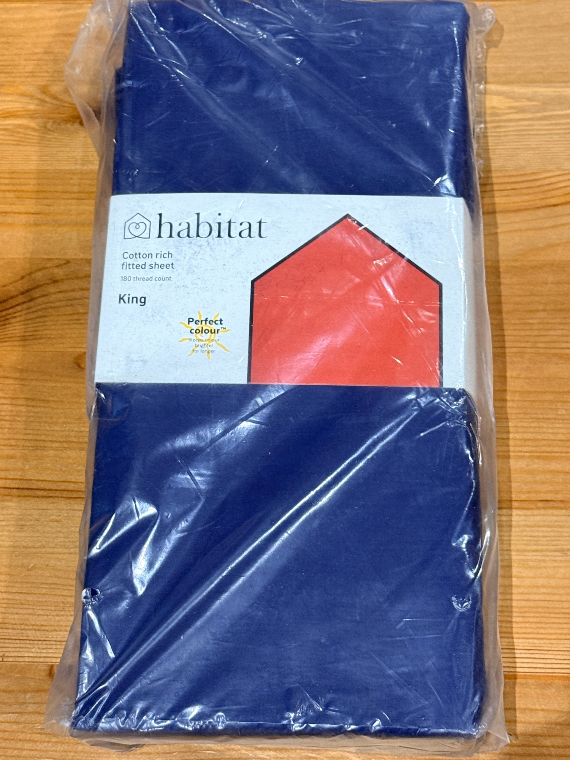 Habitat Navy King Fitted Sheet 200 x 150cm Cotton Rich 60/40 image 2