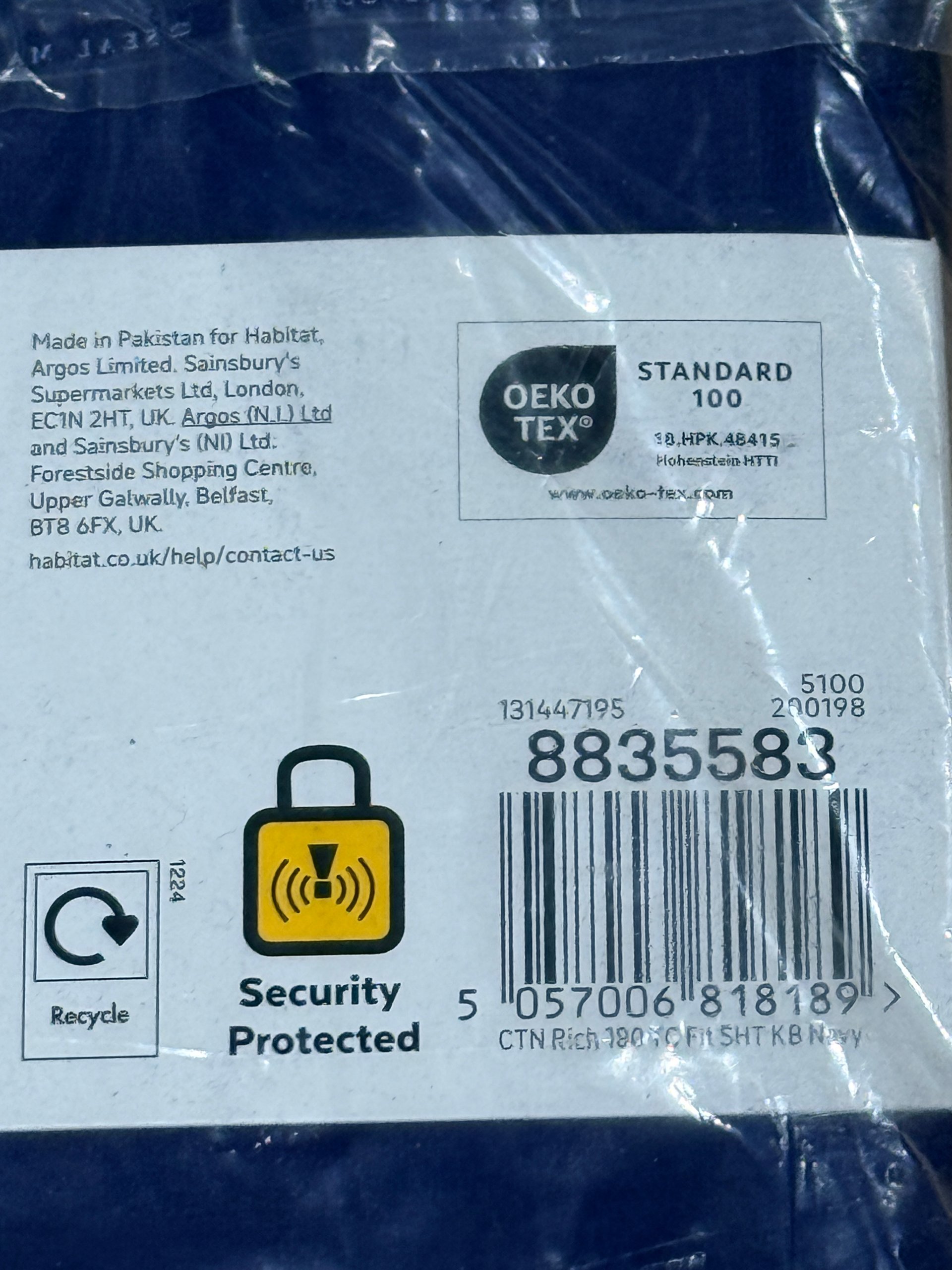 Habitat Navy King Fitted Sheet 200 x 150cm Cotton Rich 60/40 image 3