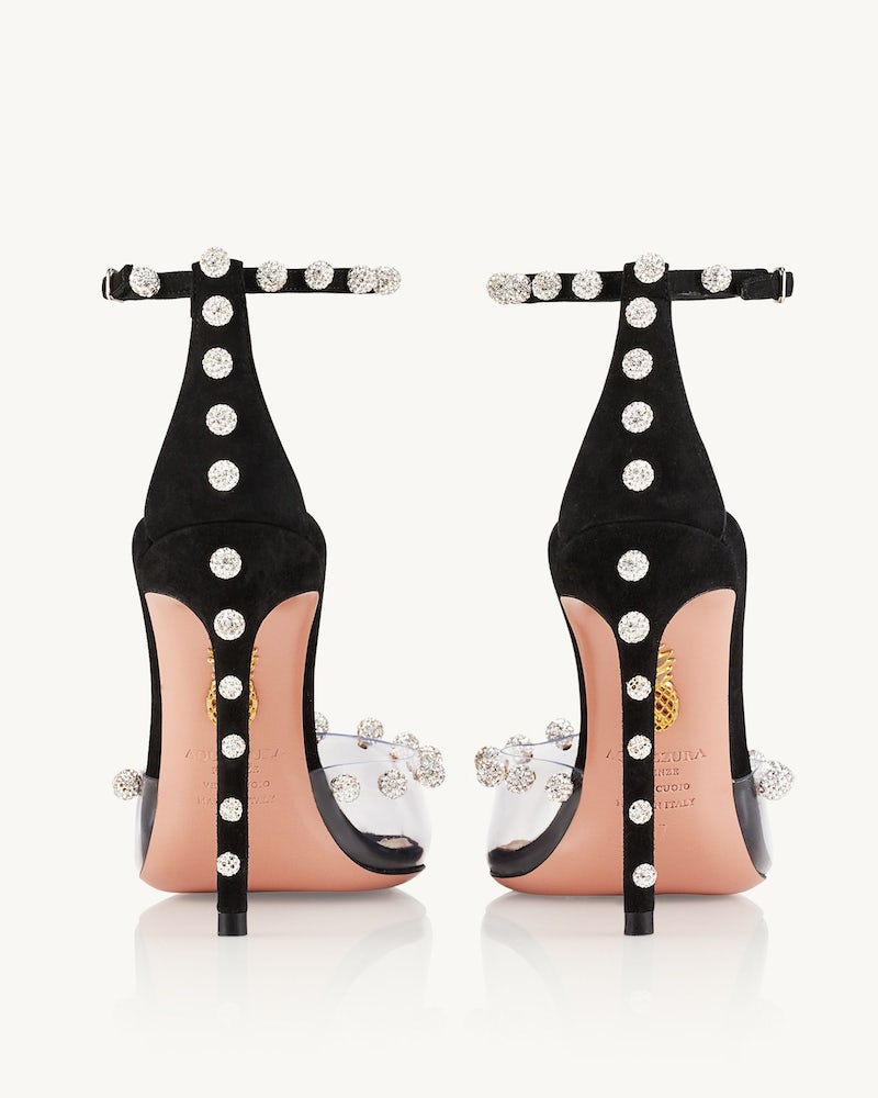 Aquazzura Women's Black & Clear PVC Embellished Stiletto Heels image 7