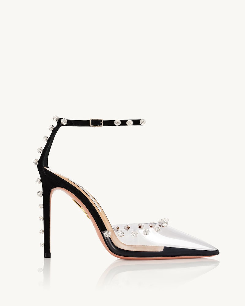 Aquazzura Women's Black & Clear PVC Embellished Stiletto Heels image 8