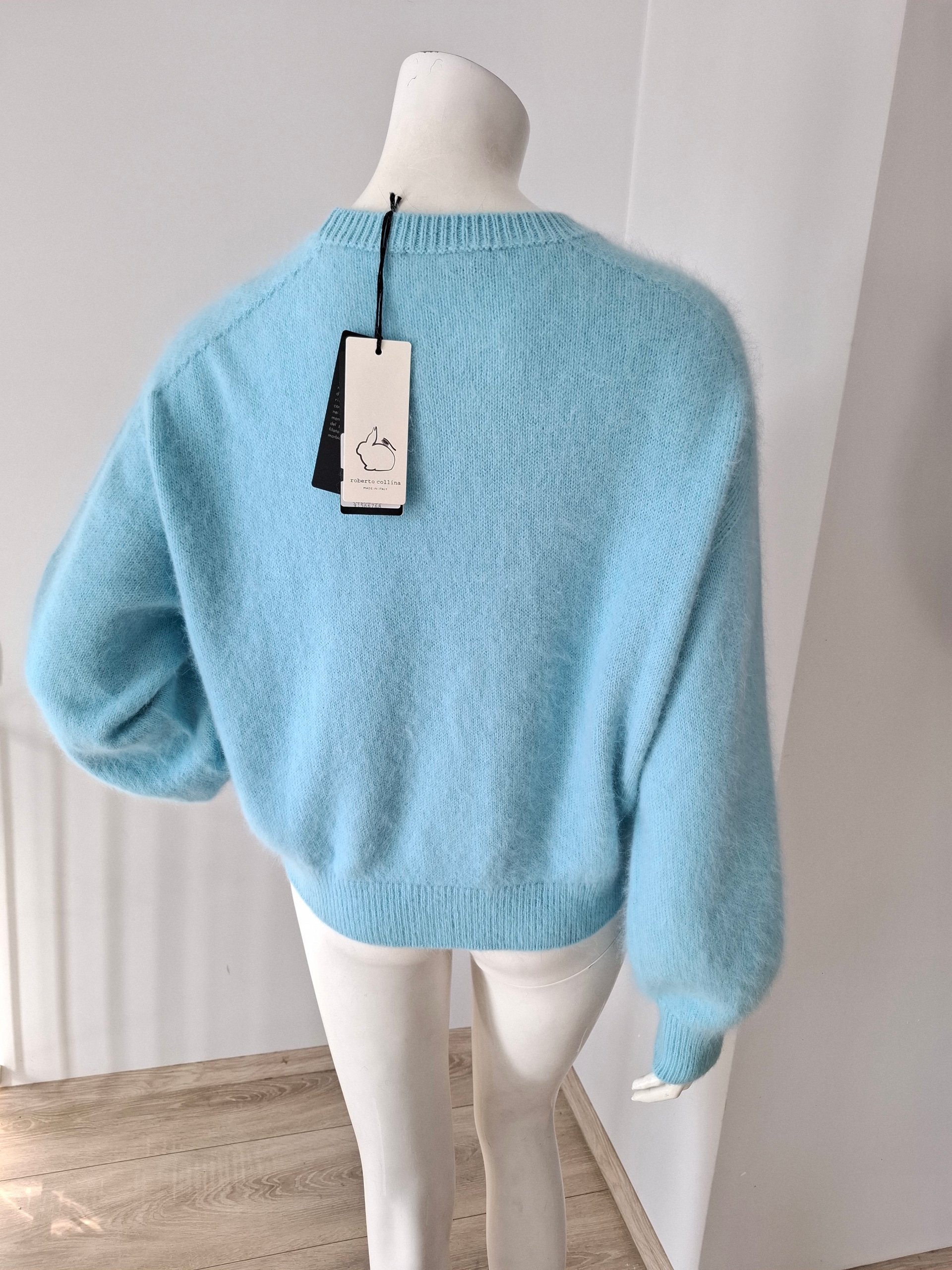 New Roberto Collina Light Blue Angora Knit Sweater Jumper Size M image 8