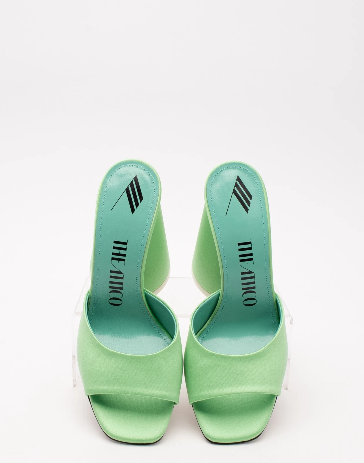 New The Attico Light Green Satin Devon Mules Heels Size 36 / EU 36 image 2