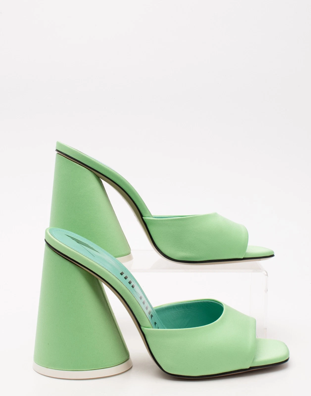 New The Attico Light Green Satin Devon Mules Heels Size 36 / EU 36 image 7