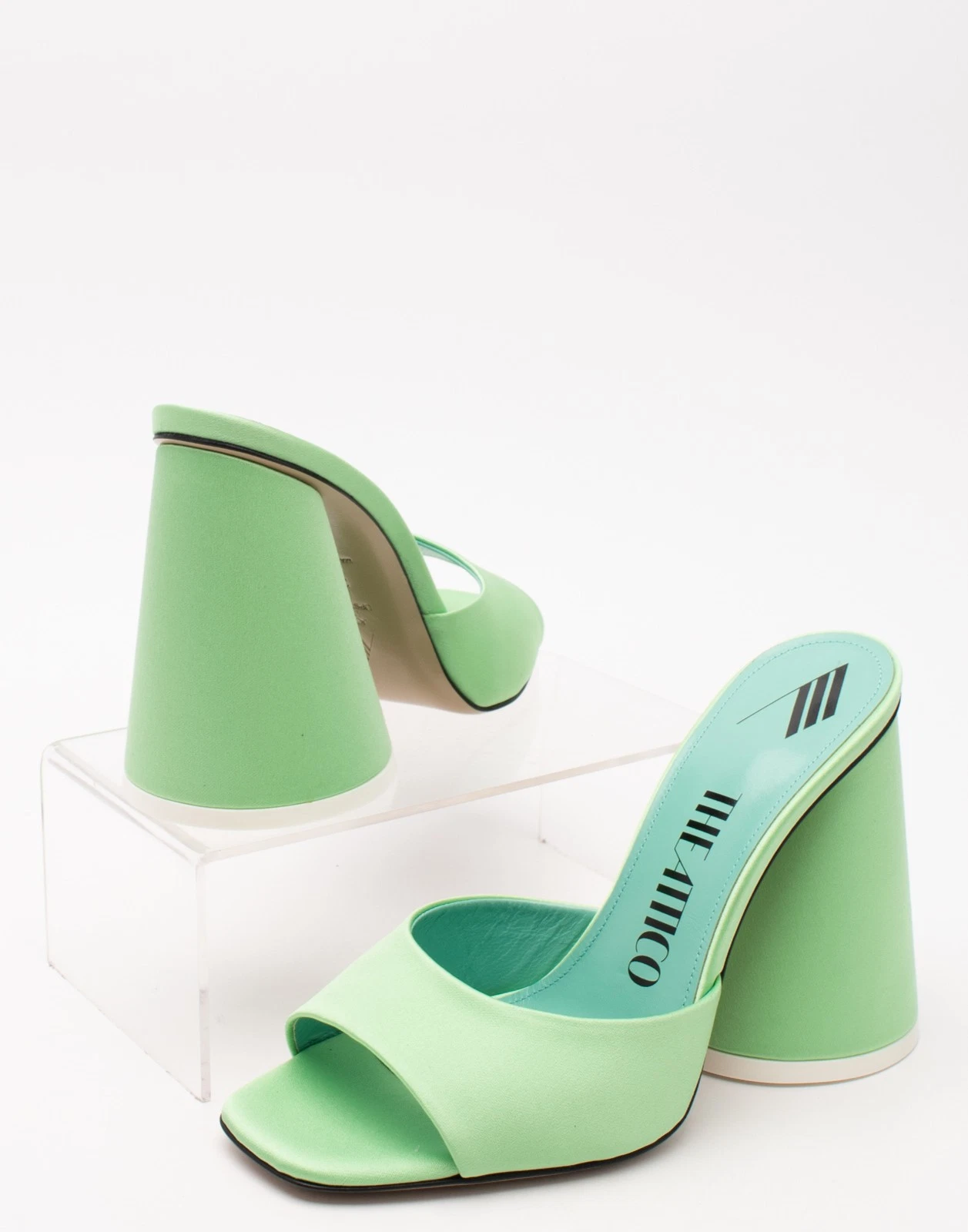 New The Attico Light Green Satin Devon Mules Heels Size 36 / EU 36 image 6
