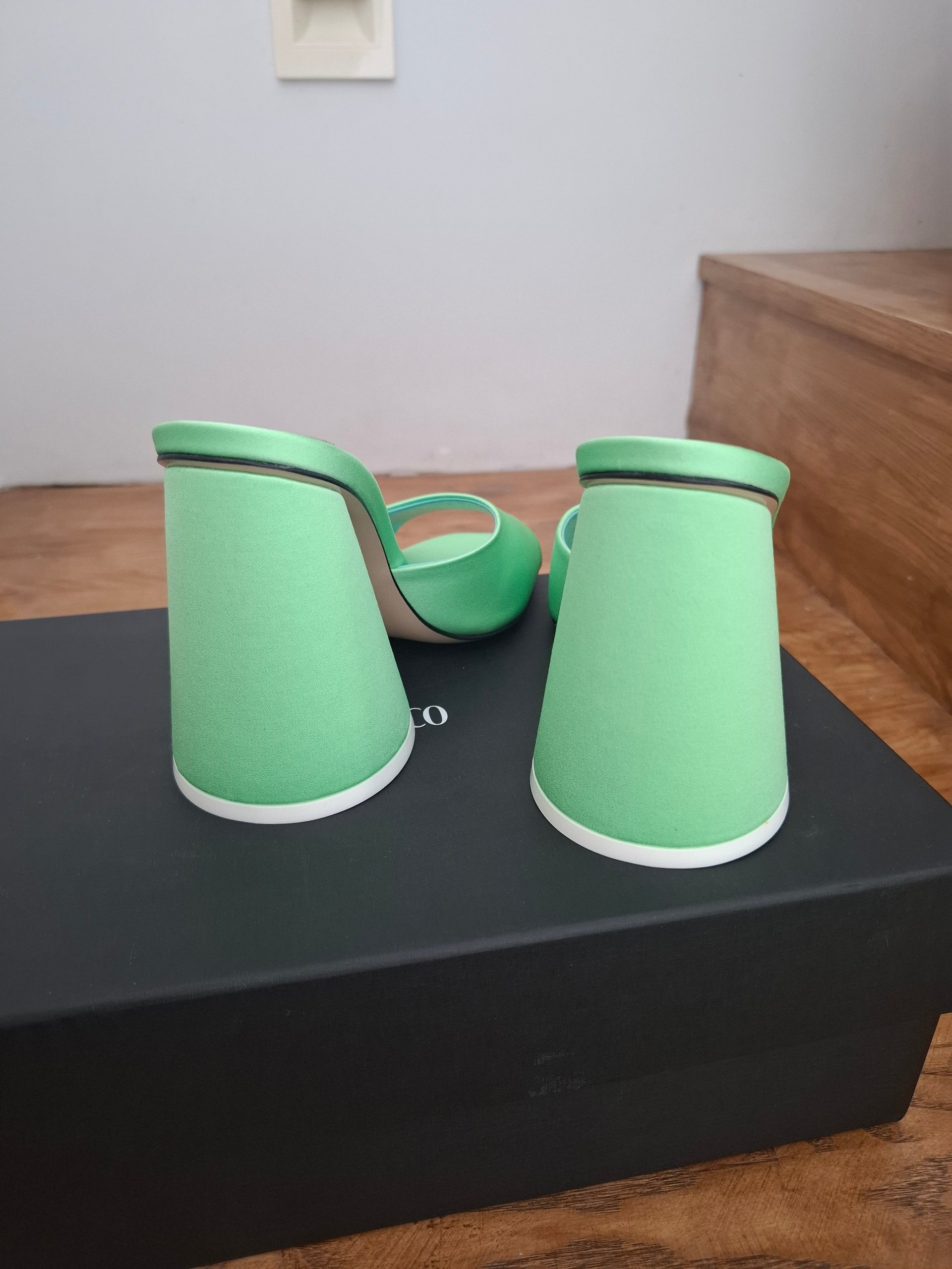 New The Attico Light Green Satin Devon Mules Heels Size 36 / EU 36 image 10