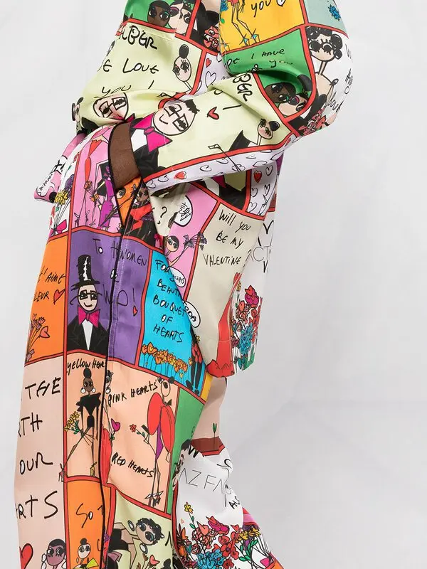 New AZ Factory Graphic Printed 100% Silk Pants Size XS image 7