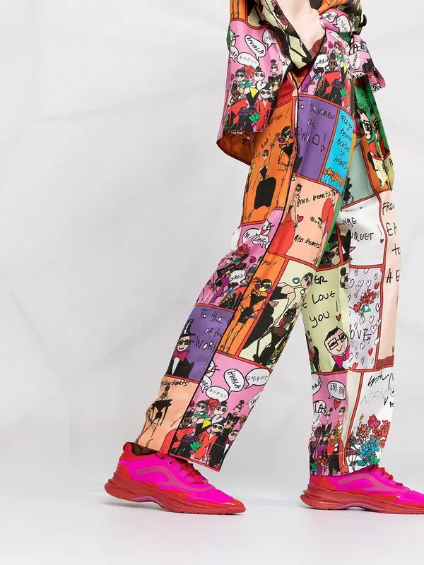 New AZ Factory Graphic Printed 100% Silk Pants Size XS image 8