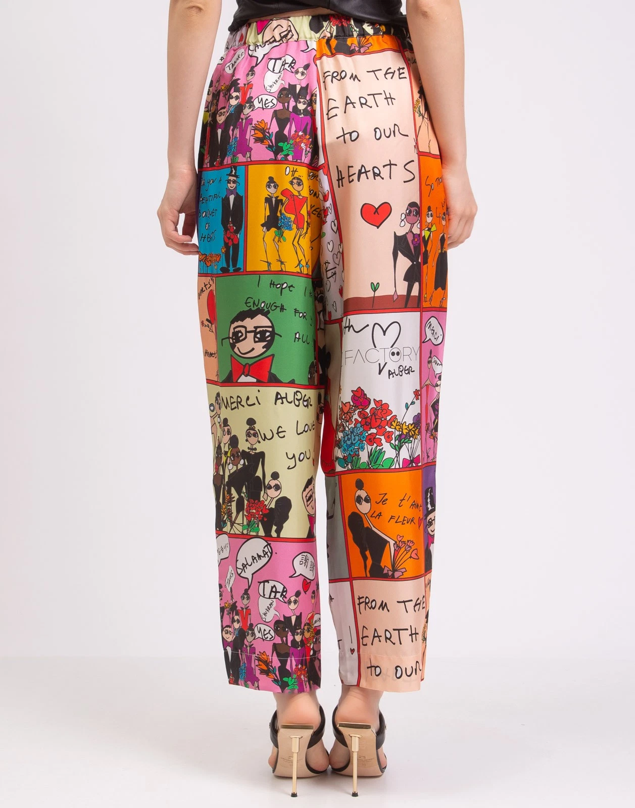 New AZ Factory Graphic Printed 100% Silk Pants Size XS image 4