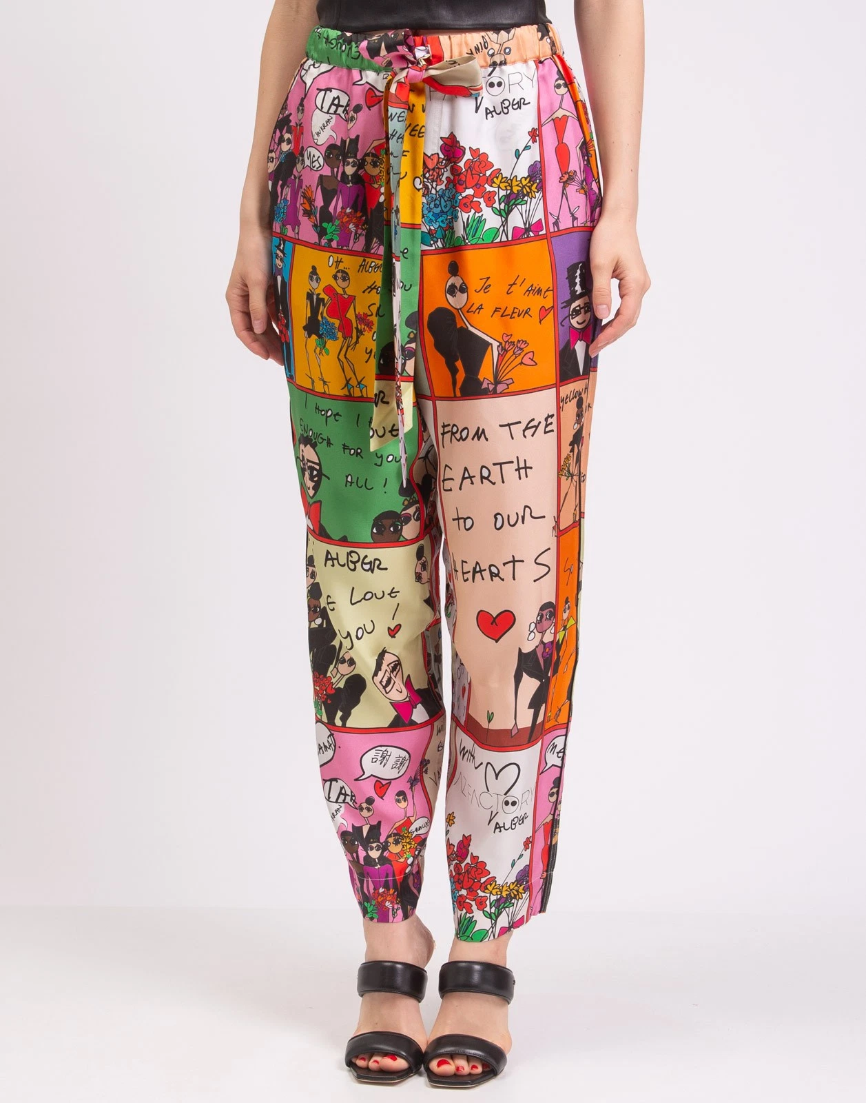 New AZ Factory Graphic Printed 100% Silk Pants Size XS image 3