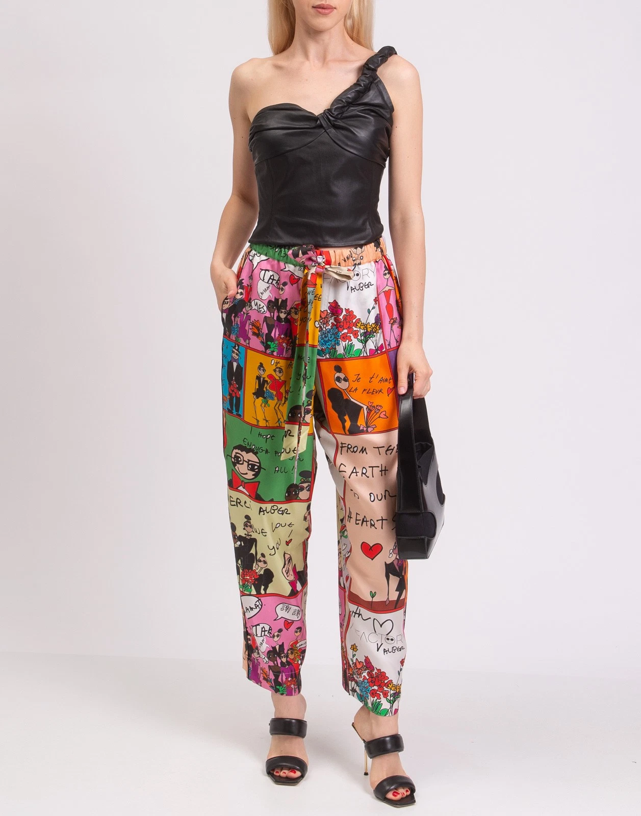New AZ Factory Graphic Printed 100% Silk Pants Size XS image 2