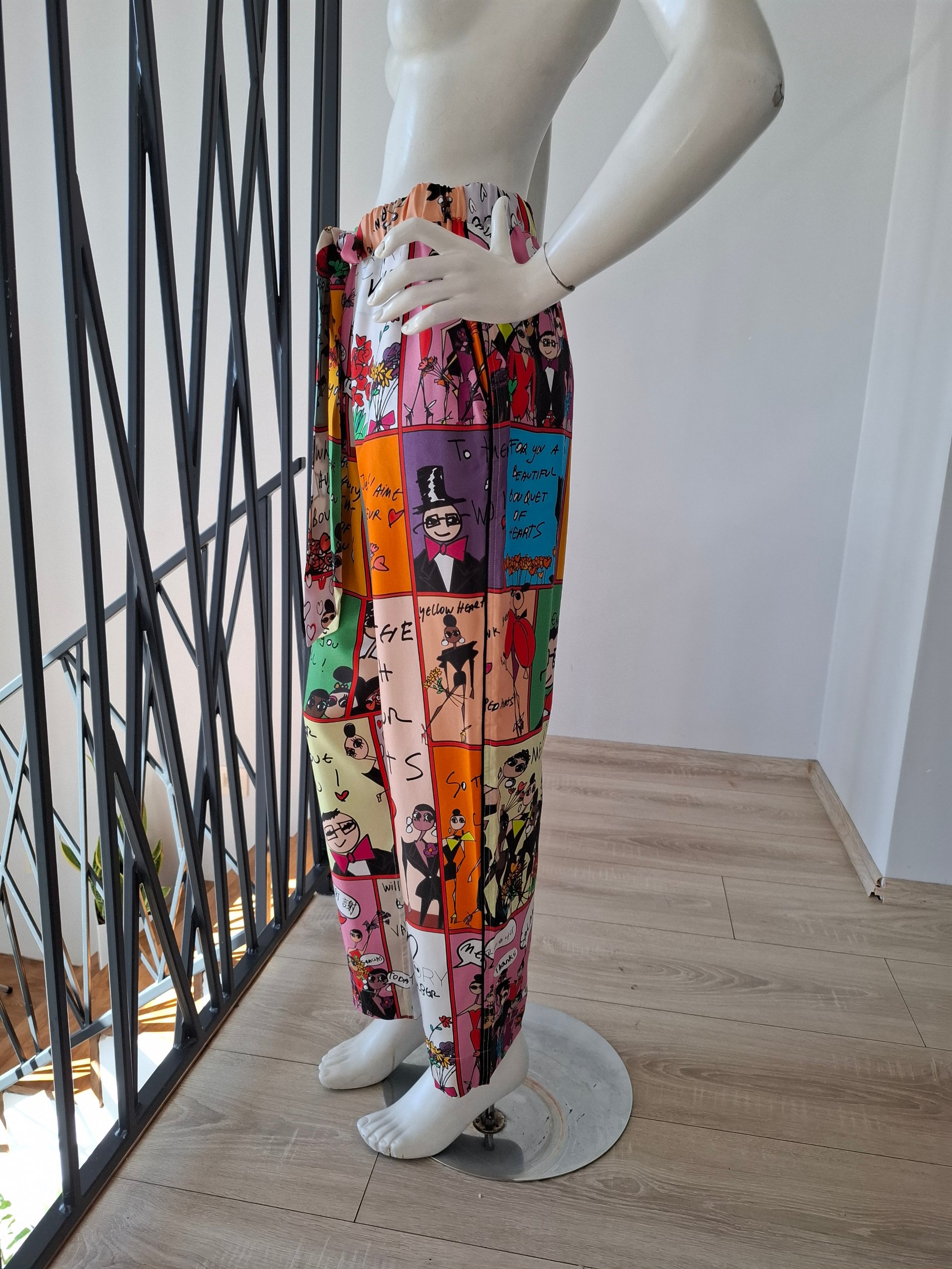 New AZ Factory Graphic Printed 100% Silk Pants Size XS image 10