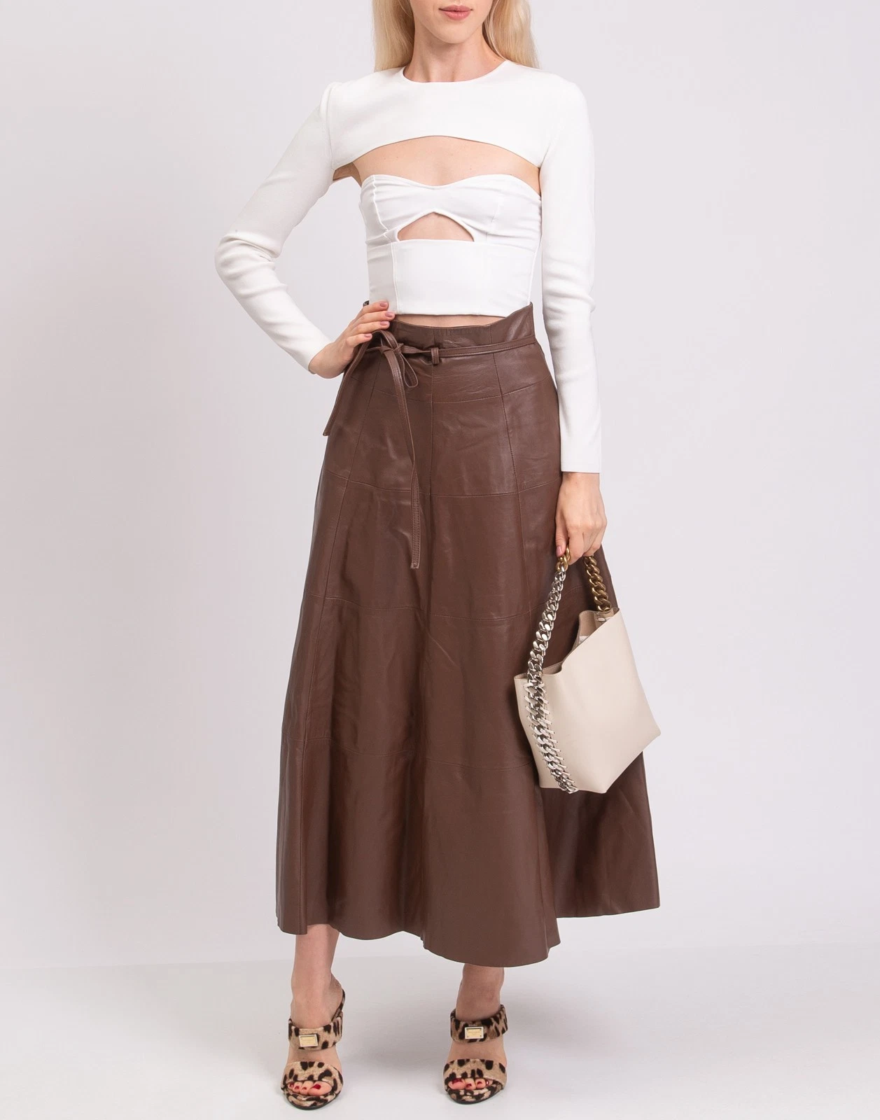 New Elisabetta Franchi White Ribbed Cut-Out Sweater Set / Top Size S image 2