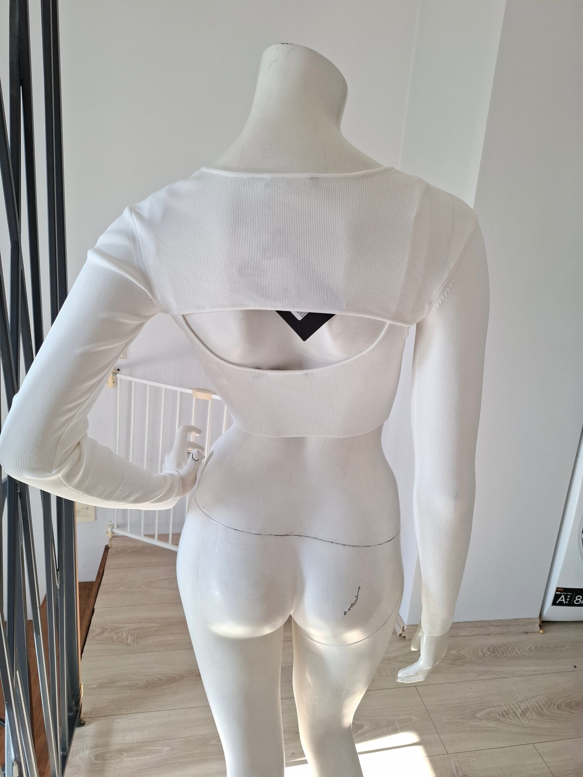 New Elisabetta Franchi White Ribbed Cut-Out Sweater Set / Top Size S image 9