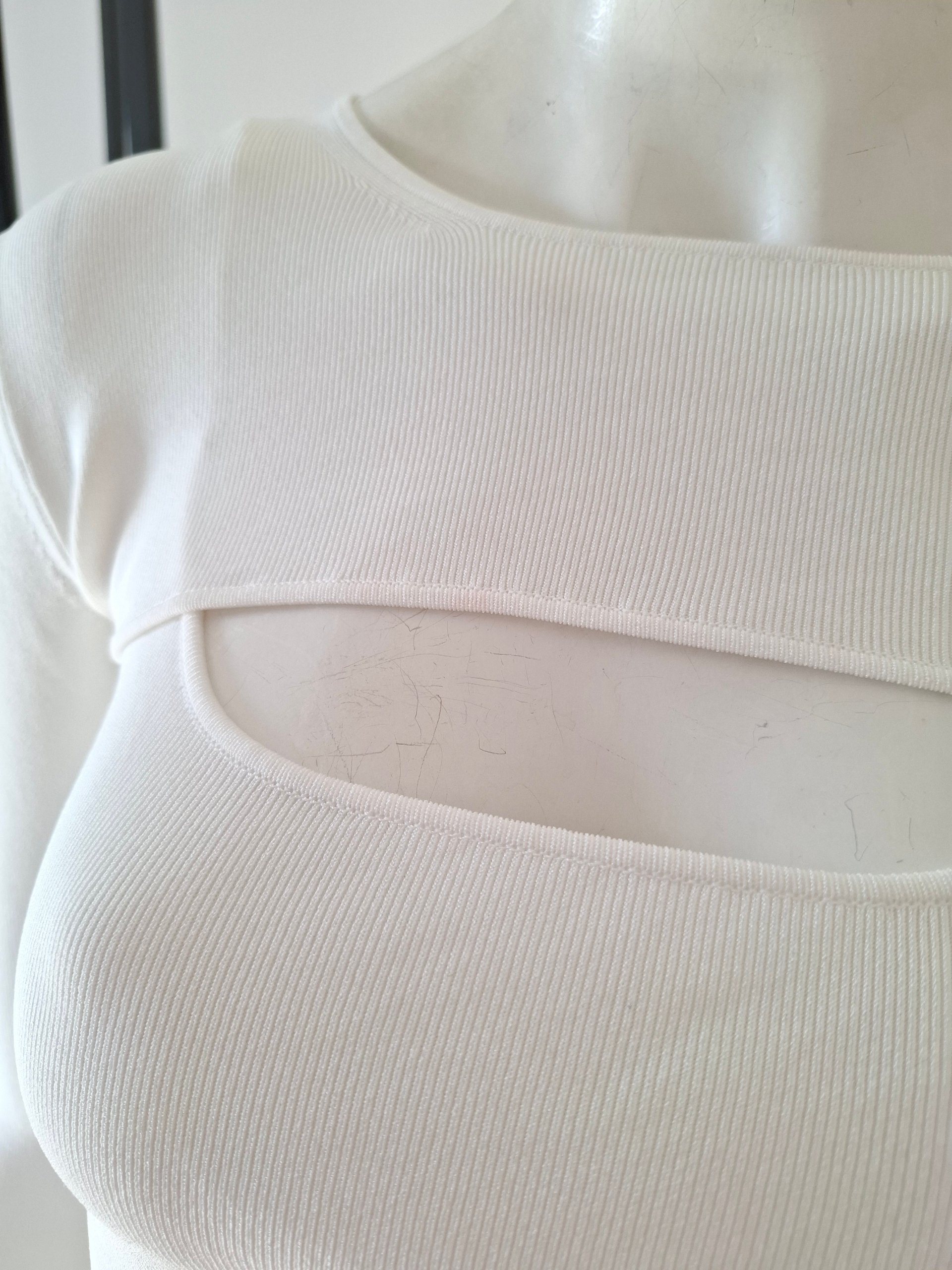 New Elisabetta Franchi White Ribbed Cut-Out Sweater Set / Top Size S image 6